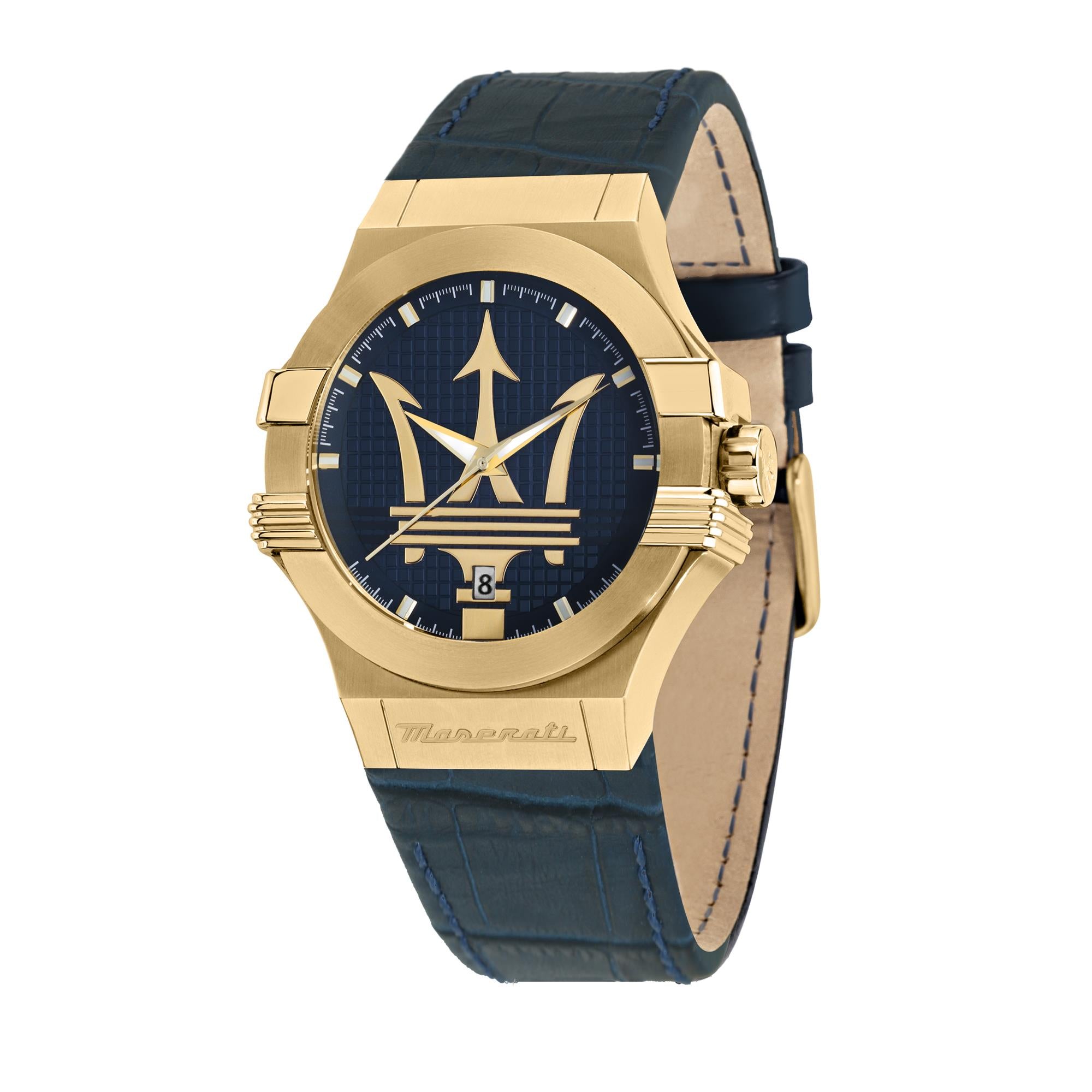 Maserati Potenza Blue Dial Blue Leather Strap Watch For Men - R8851108035