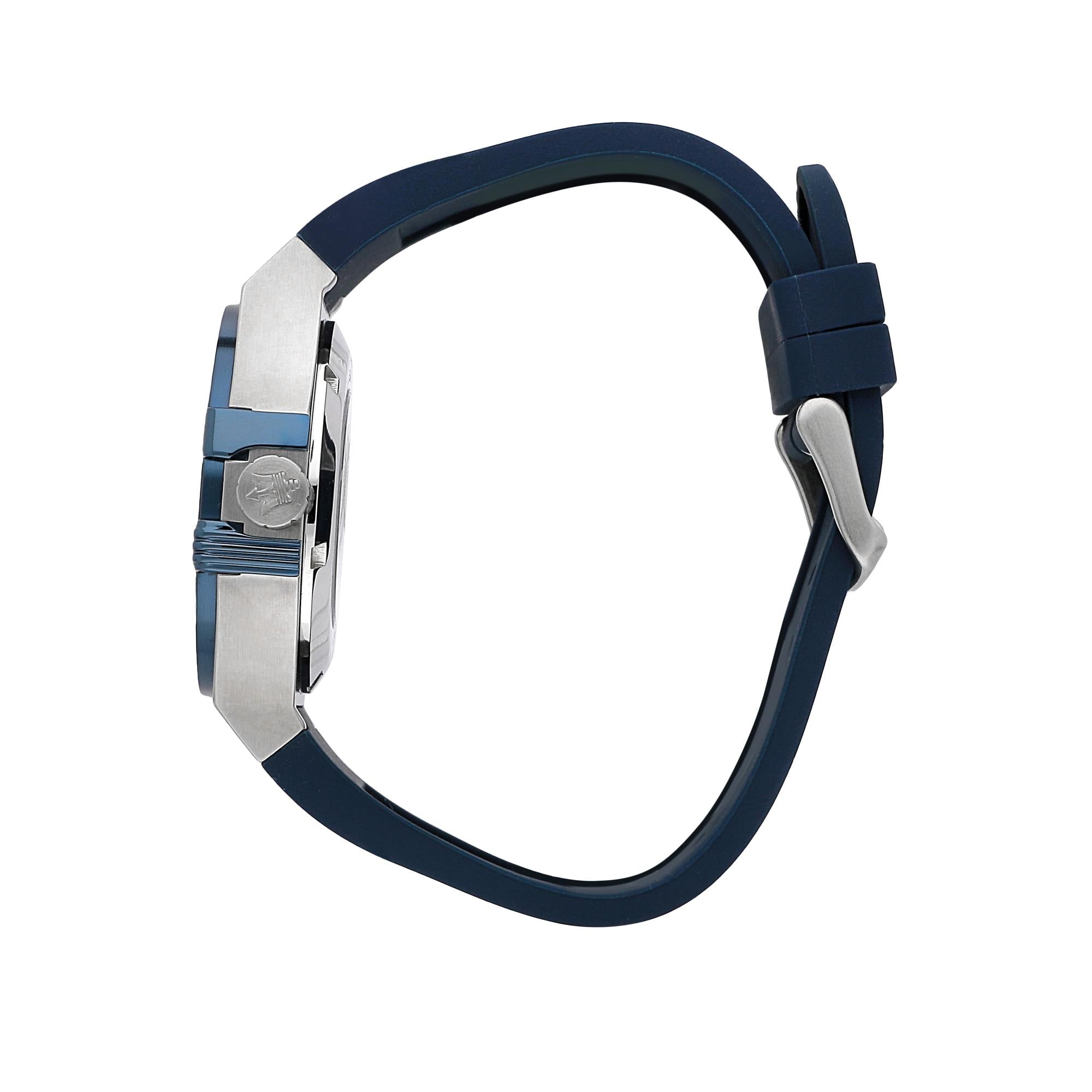 Maserati Potenza Quartz Skeleton Dial Blue Silicone Strap Men's Watch R8821108035