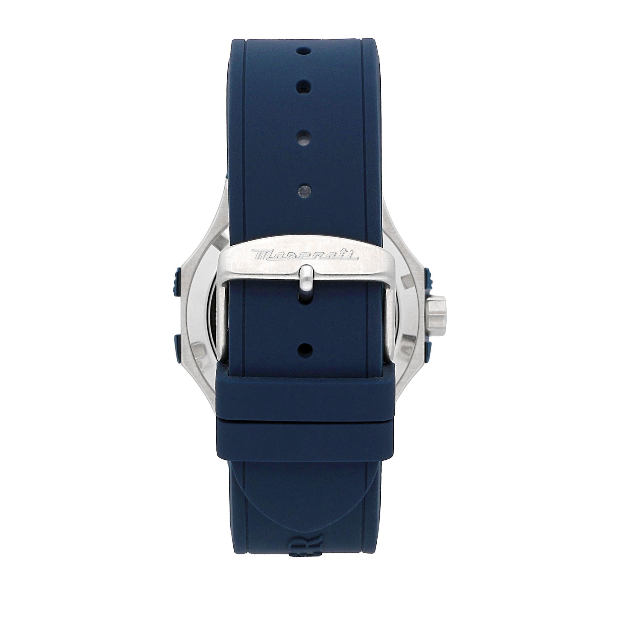 Maserati Potenza Quartz Skeleton Dial Blue Silicone Strap Men's Watch R8821108035