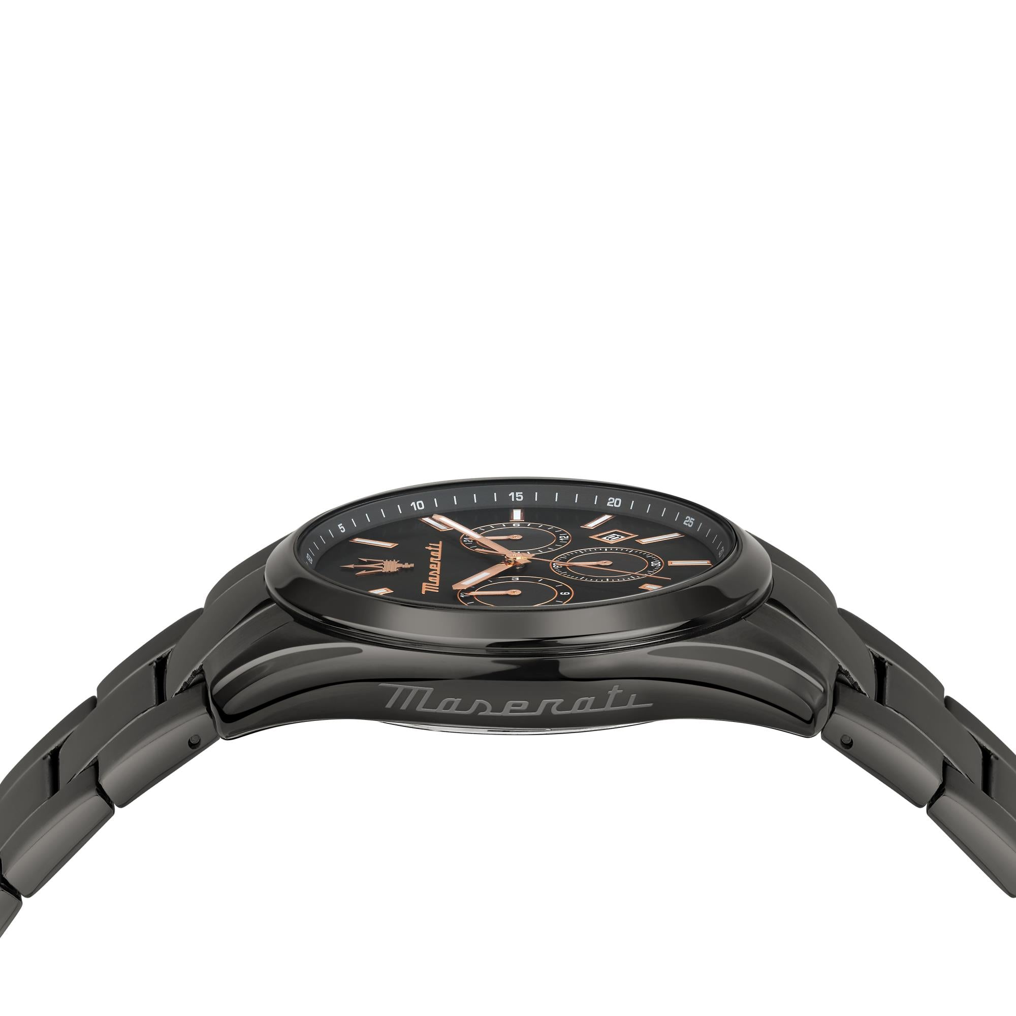 Maserati Attrazione Quartz Black Chronograph Dial Black PVD Steel Bracelet Men's Watch R8853151001