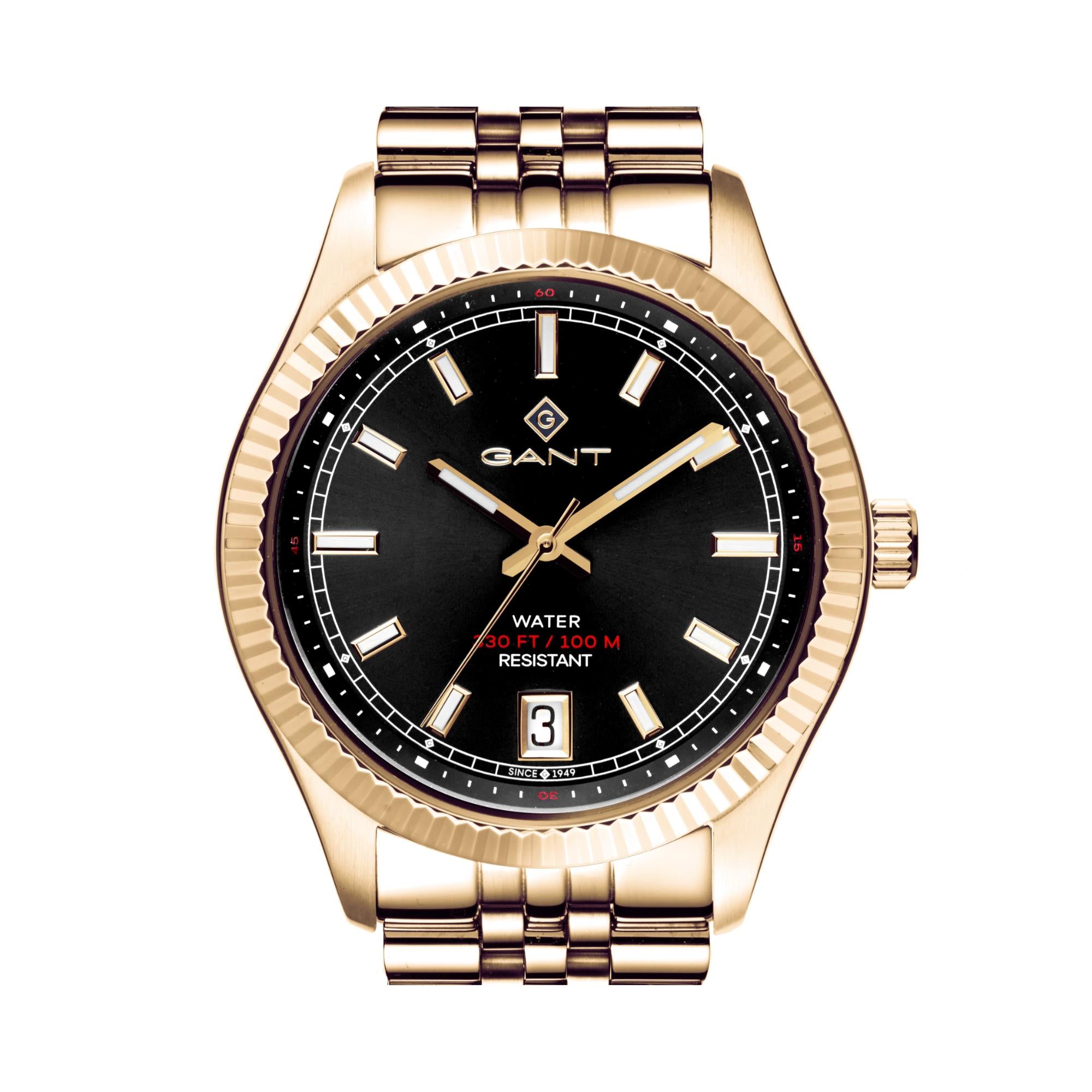 Gant Sussex 44 Quartz Black Dial Gold PVD Steel Bracelet Men's Watch G166004
