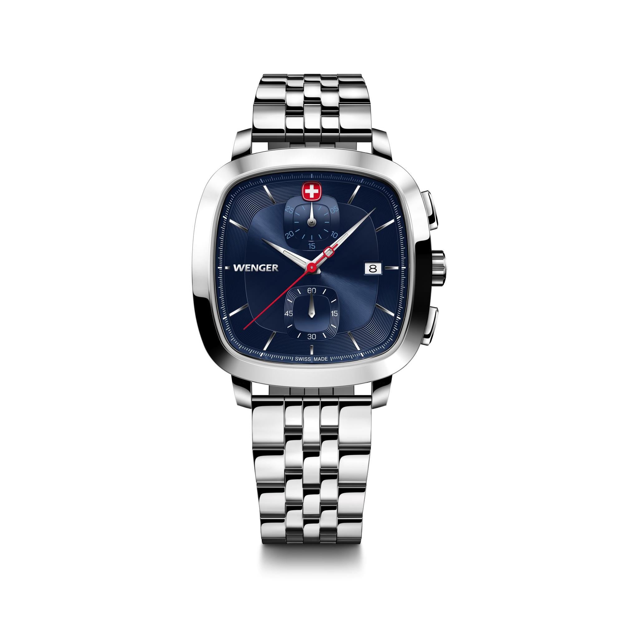 Wenger Vintage Classic Chrono Black Dial Stainless Steel Bracelet Men's Watch 01.1933.103