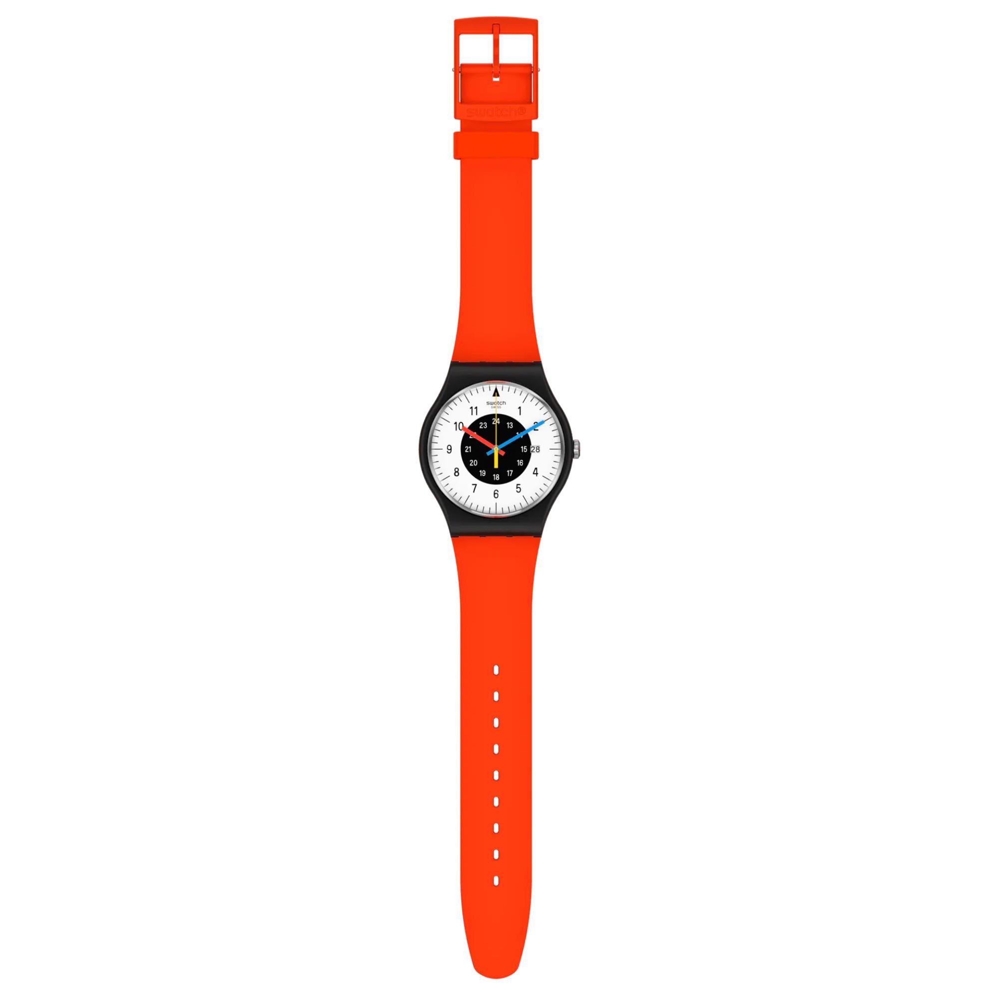 Swatch Original Gent 1984 Rouge & Noir Quartz White Dial Men's Watch SO32B401