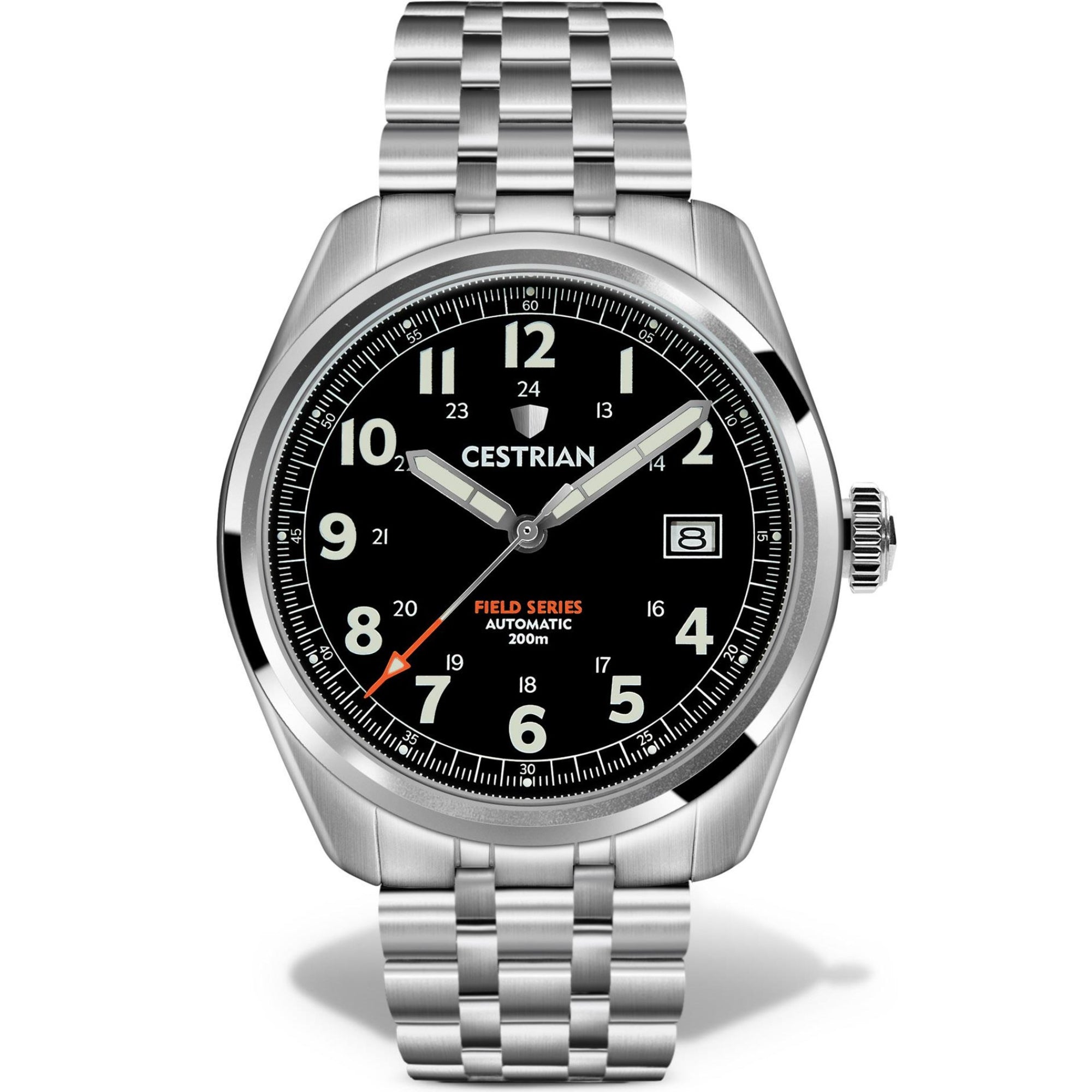 Cestrian Field Series Automatic Black Dial Stainless Steel Bracelet Men's Watch CF121B0660