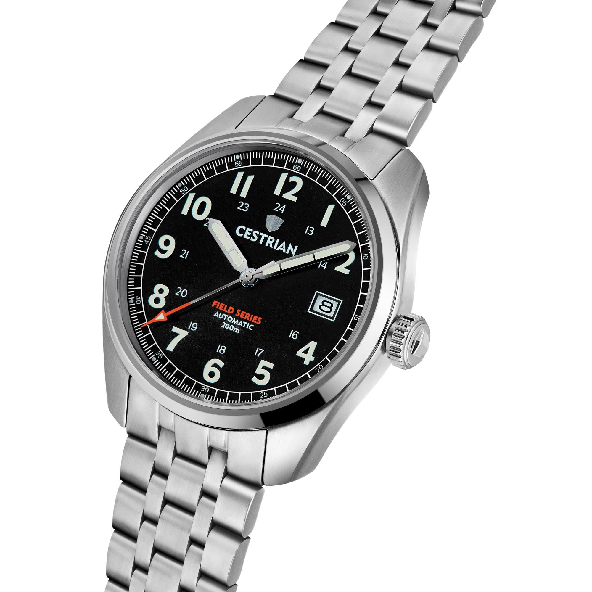 Cestrian Field Series Automatic Black Dial Stainless Steel Bracelet Men's Watch CF121B0660