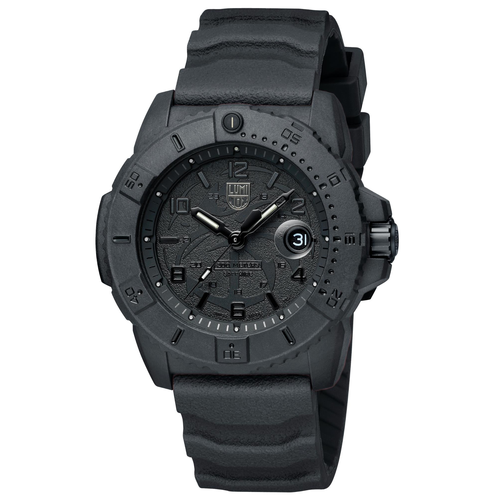 Luminox Navy Seal Foundation BlackOut Black Dial Rubber Strap Men's Watch XS.3601.BO.NSF