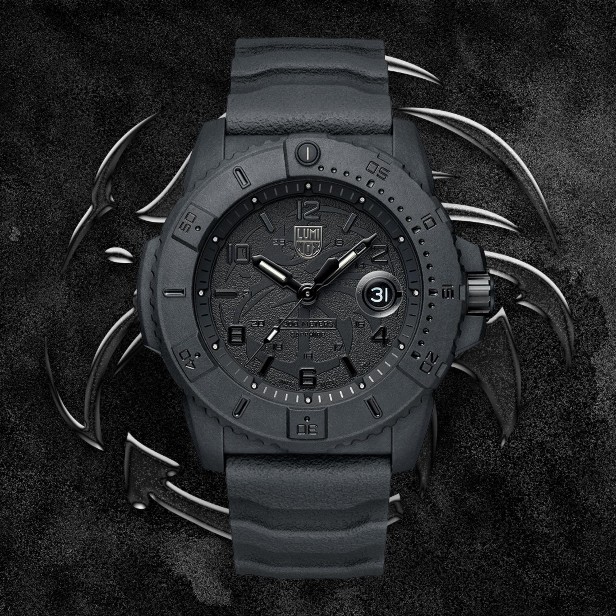 Luminox Navy Seal Foundation BlackOut Black Dial Rubber Strap Men's Watch XS.3601.BO.NSF