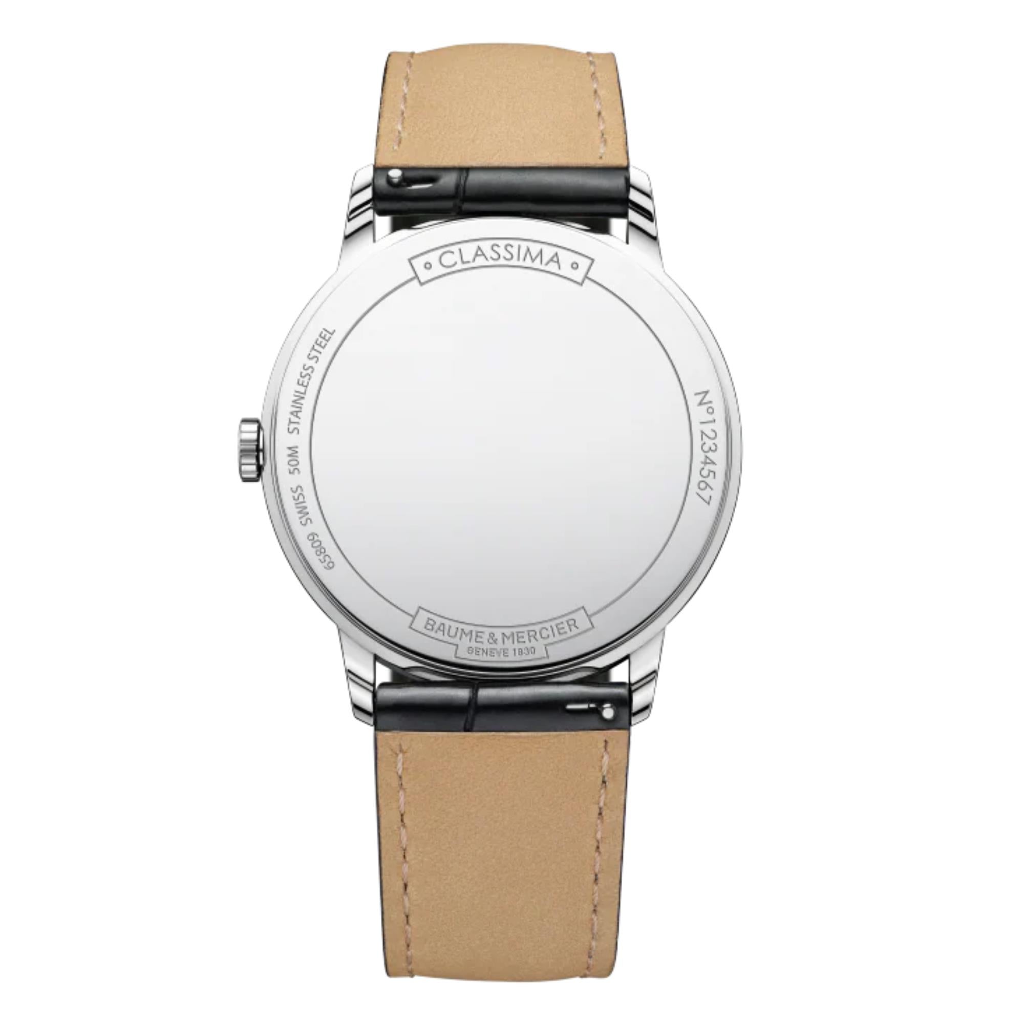 Baume & Mercier Classima Quartz White Dial Black Leather Strap Men’s Watch BM0A10323