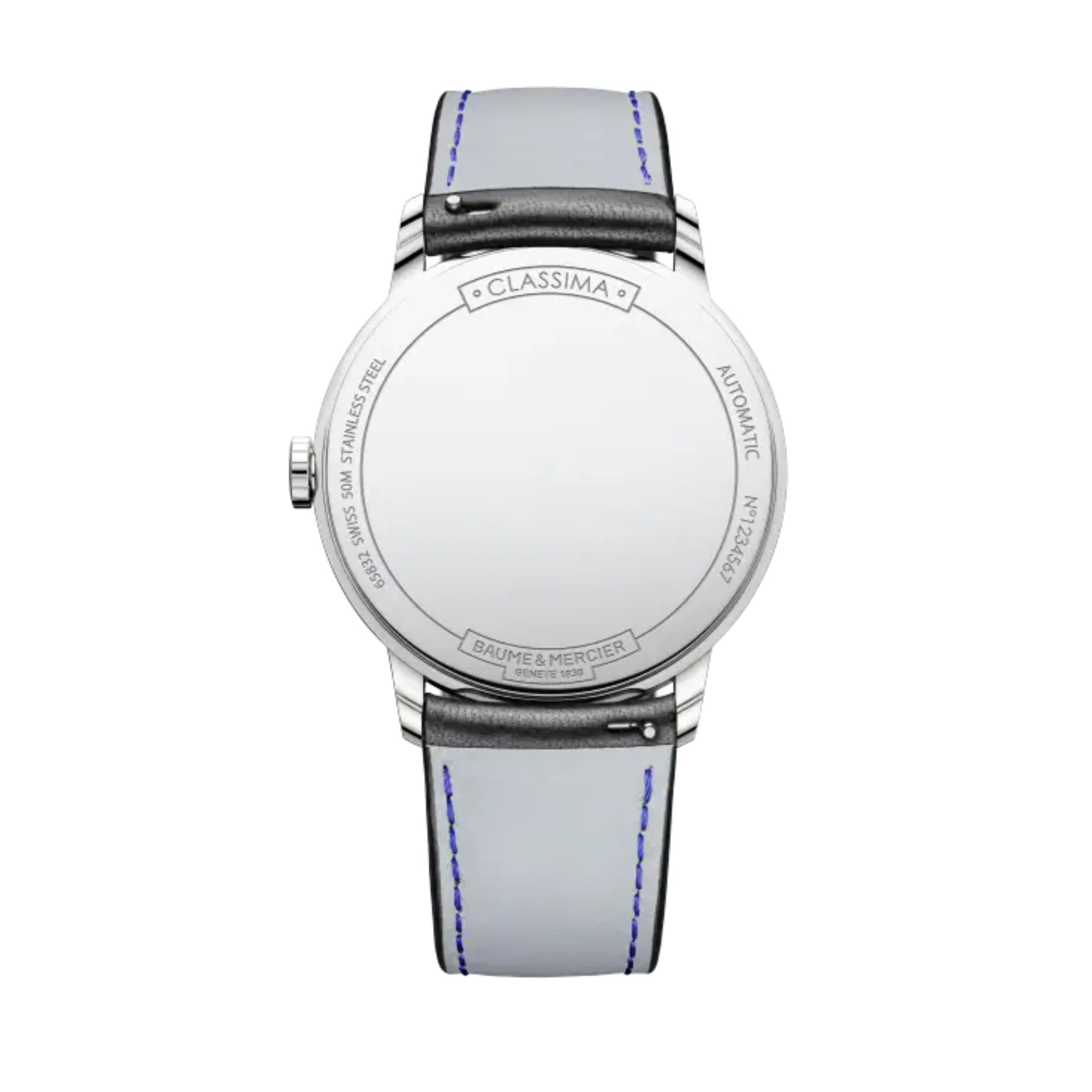 Baume & Mercier Classima Automatic White Dial Black Leather Strap Men's Watch BM0A10332