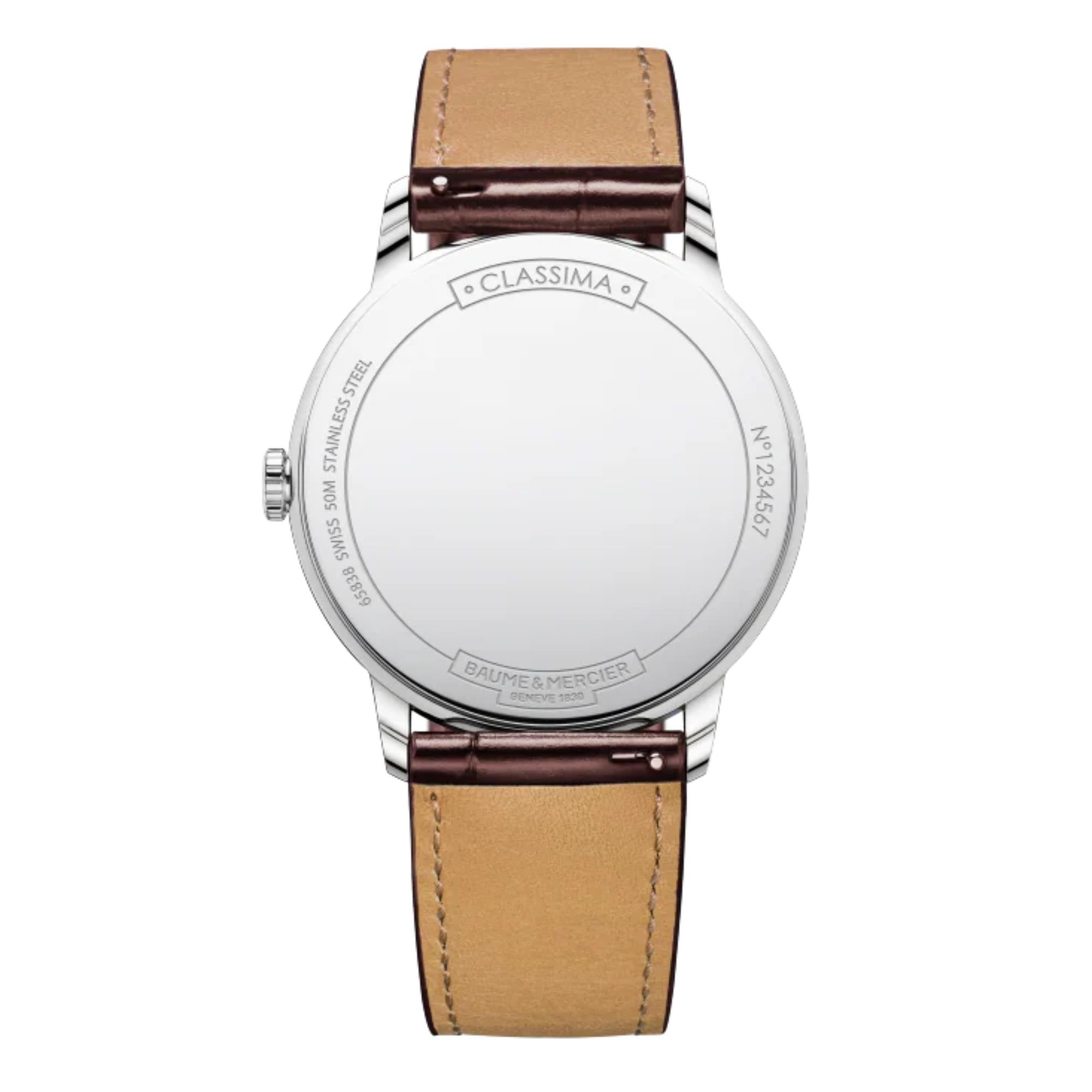 Baume & Mercier Classima Quartz White Dial Brown Leather Strap Men’s Watch BM0A10415