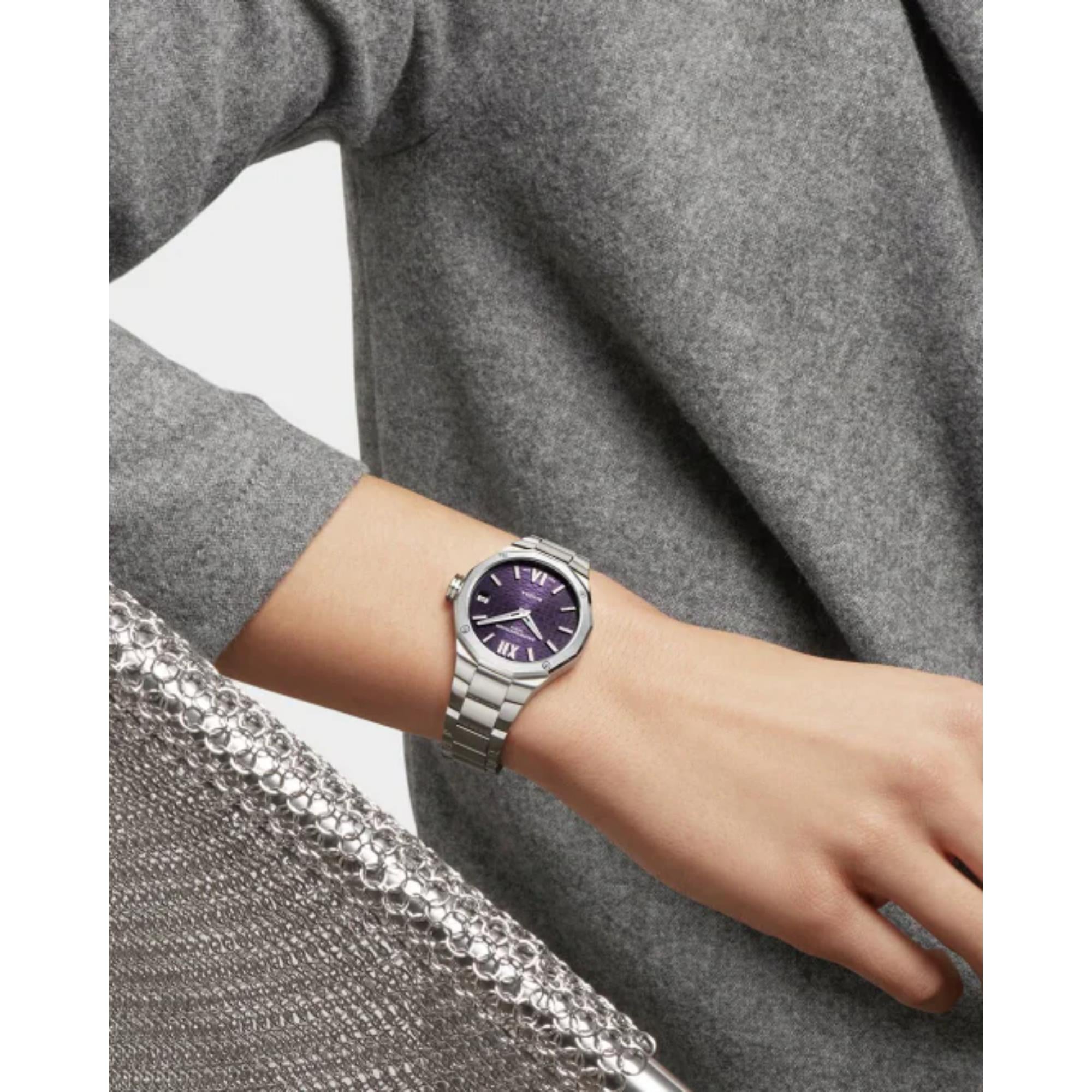 Baume & Mercier Riviera "Swiss Made" Quartz Purple Dial Stainless Steel Strap Women's Watch BM0A10728