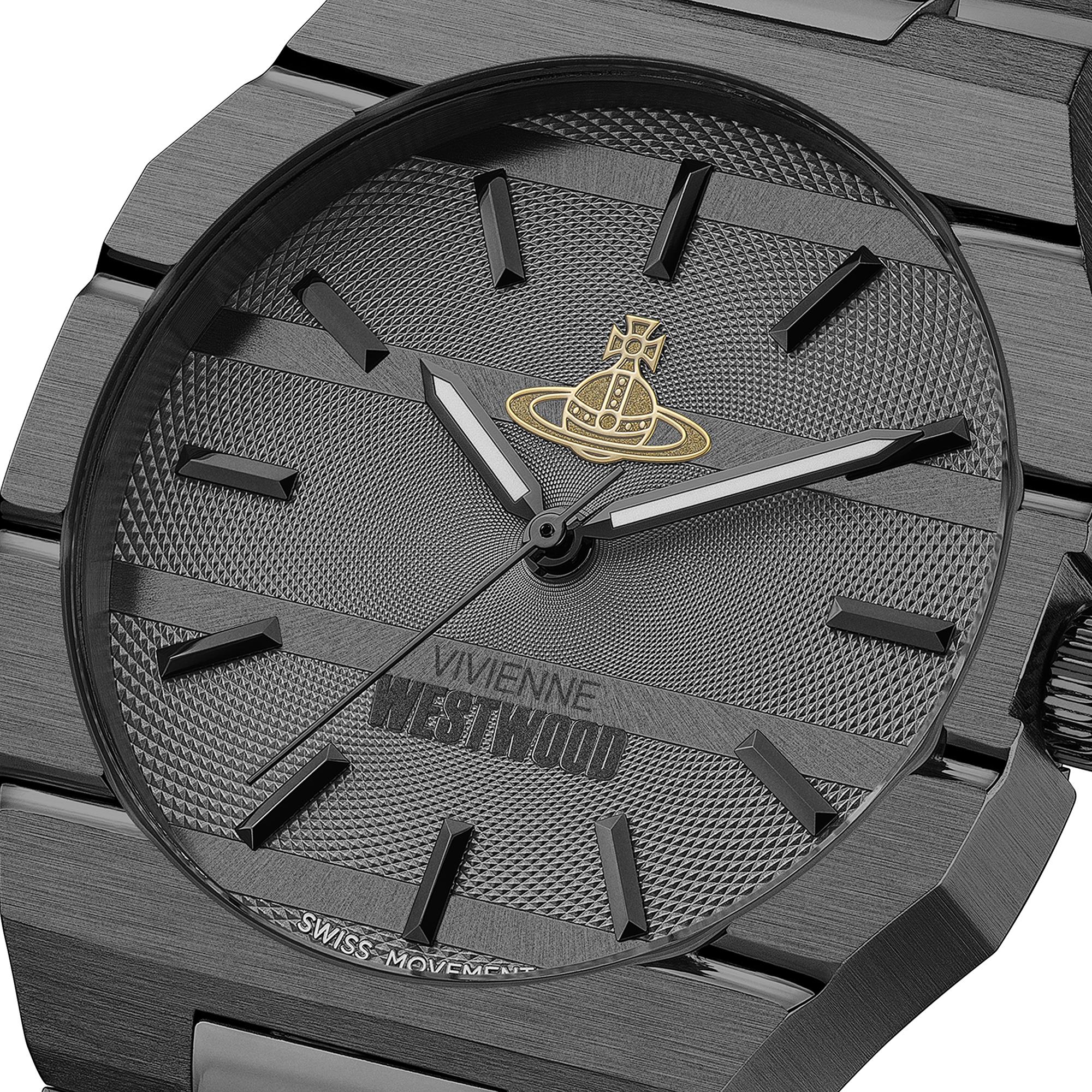Vivienne Westwood The Bank Quartz Black Dial Steel Strap Unisex Watch VV294GYGN