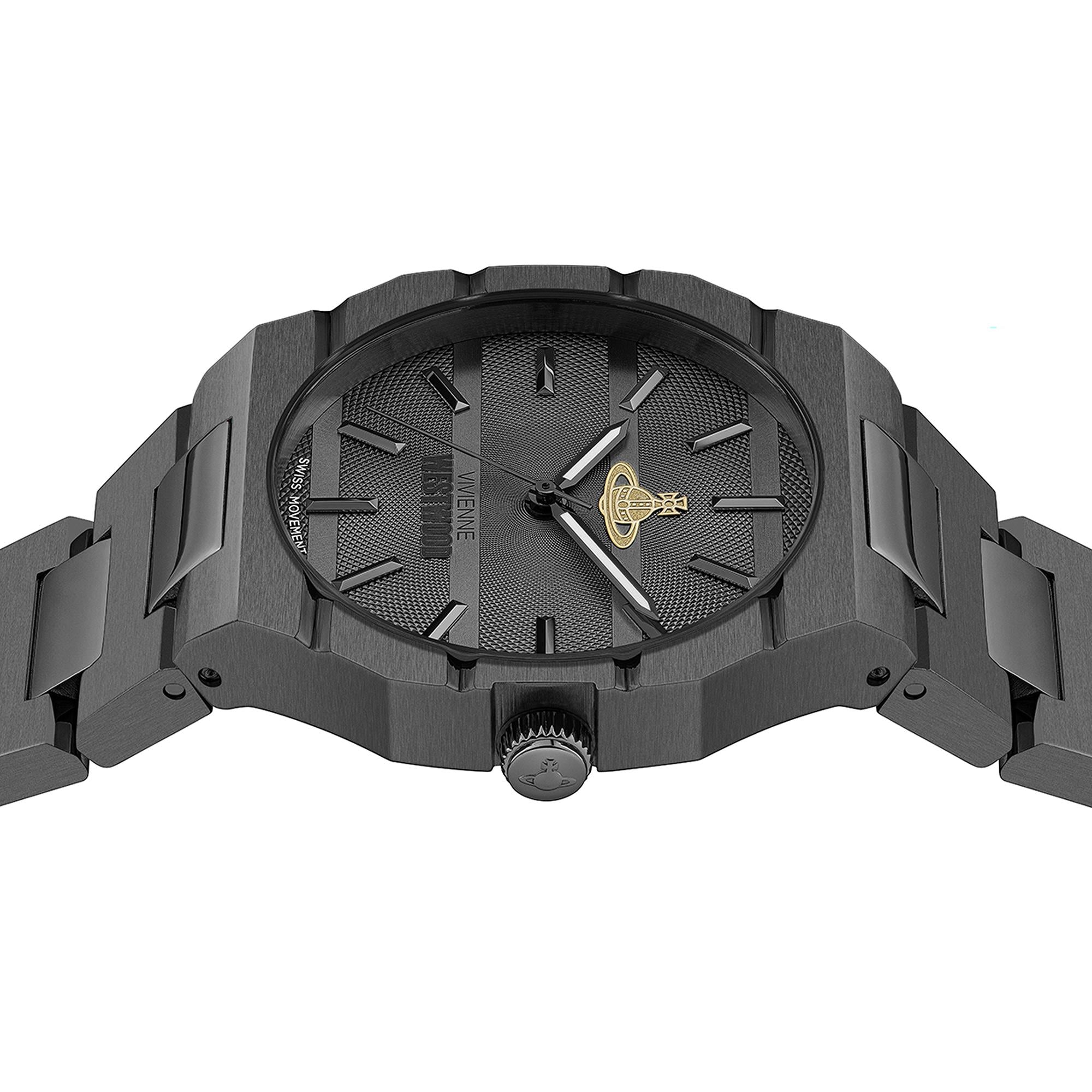 Vivienne Westwood The Bank Quartz Black Dial Steel Strap Unisex Watch VV294GYGN