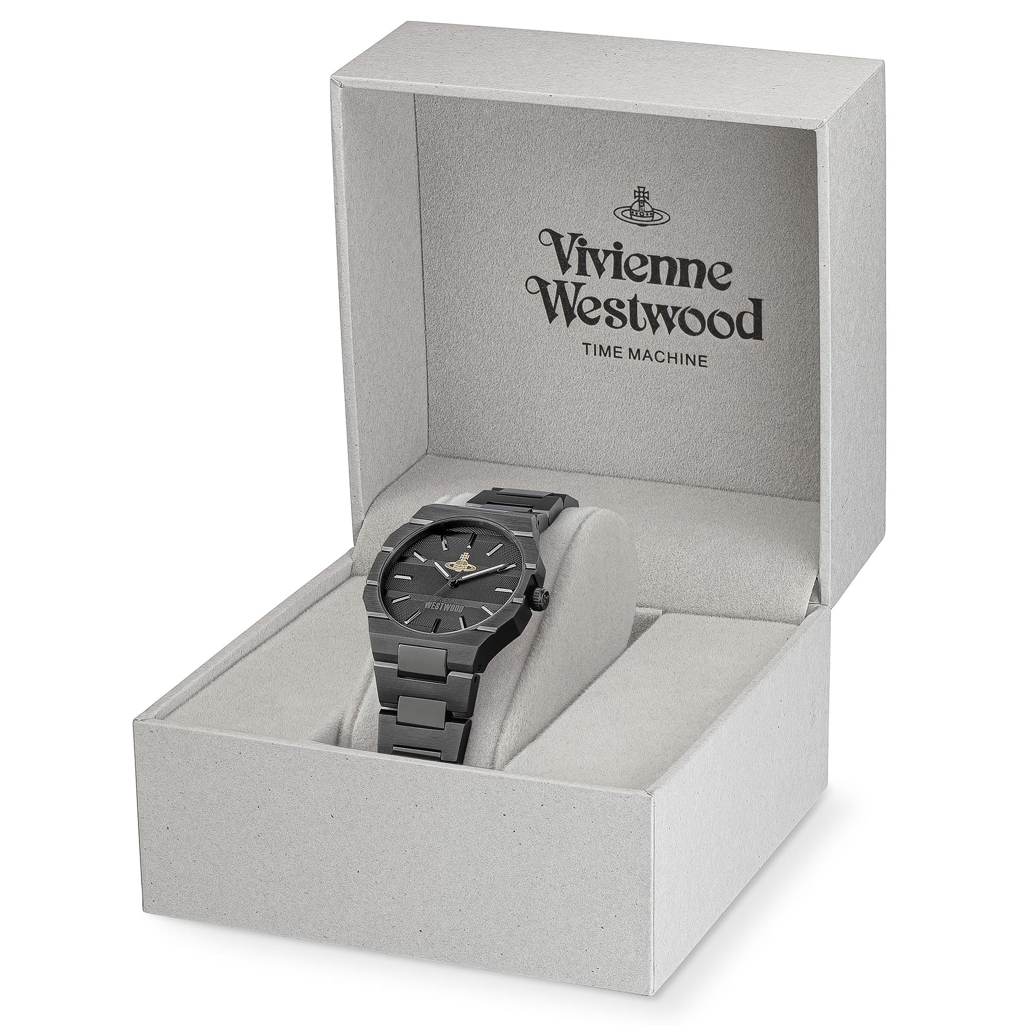 Vivienne Westwood The Bank Quartz Black Dial Steel Strap Unisex Watch VV294GYGN