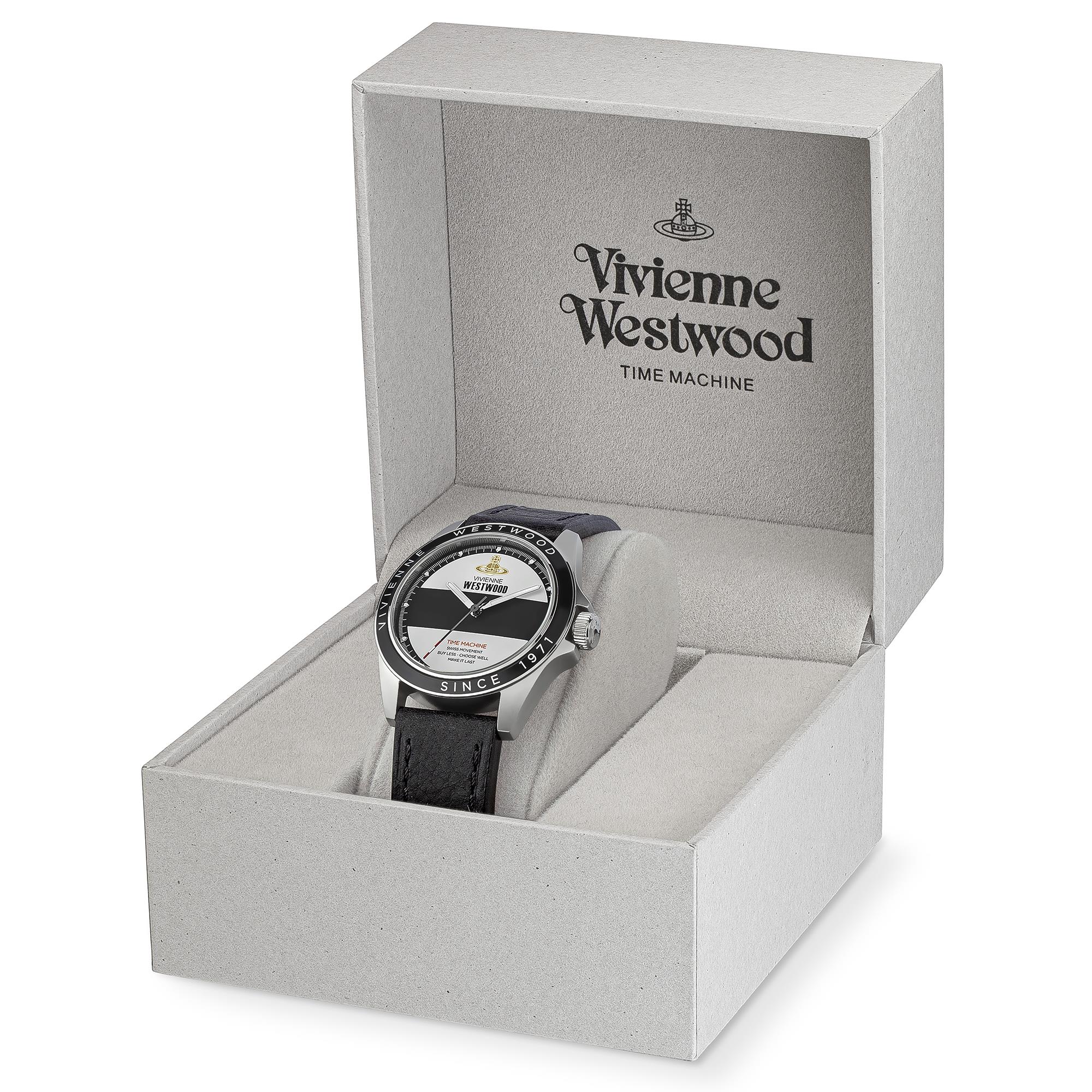 Vivienne Westwood The Blackwall Quartz Two-Tone Dial Black Leather Strap Men's Watch VV293BKBK