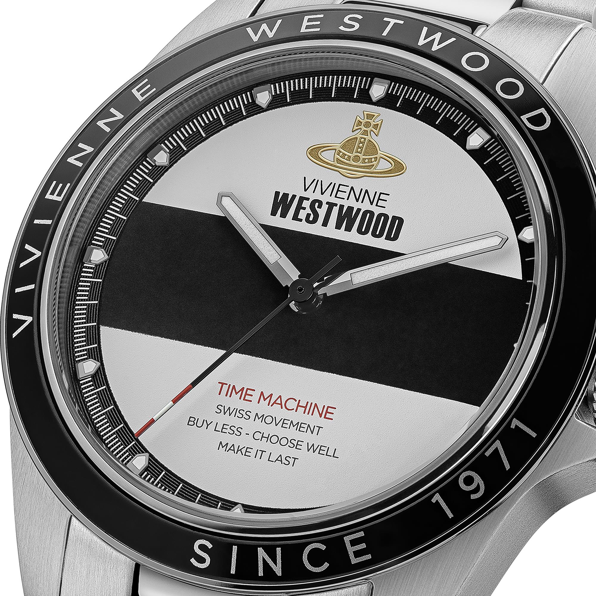 Vivienne Westwood The Blackwall Quartz Two-Tone Dial Stainless Steel Bracelet Strap Men's Watch VV293BKSL