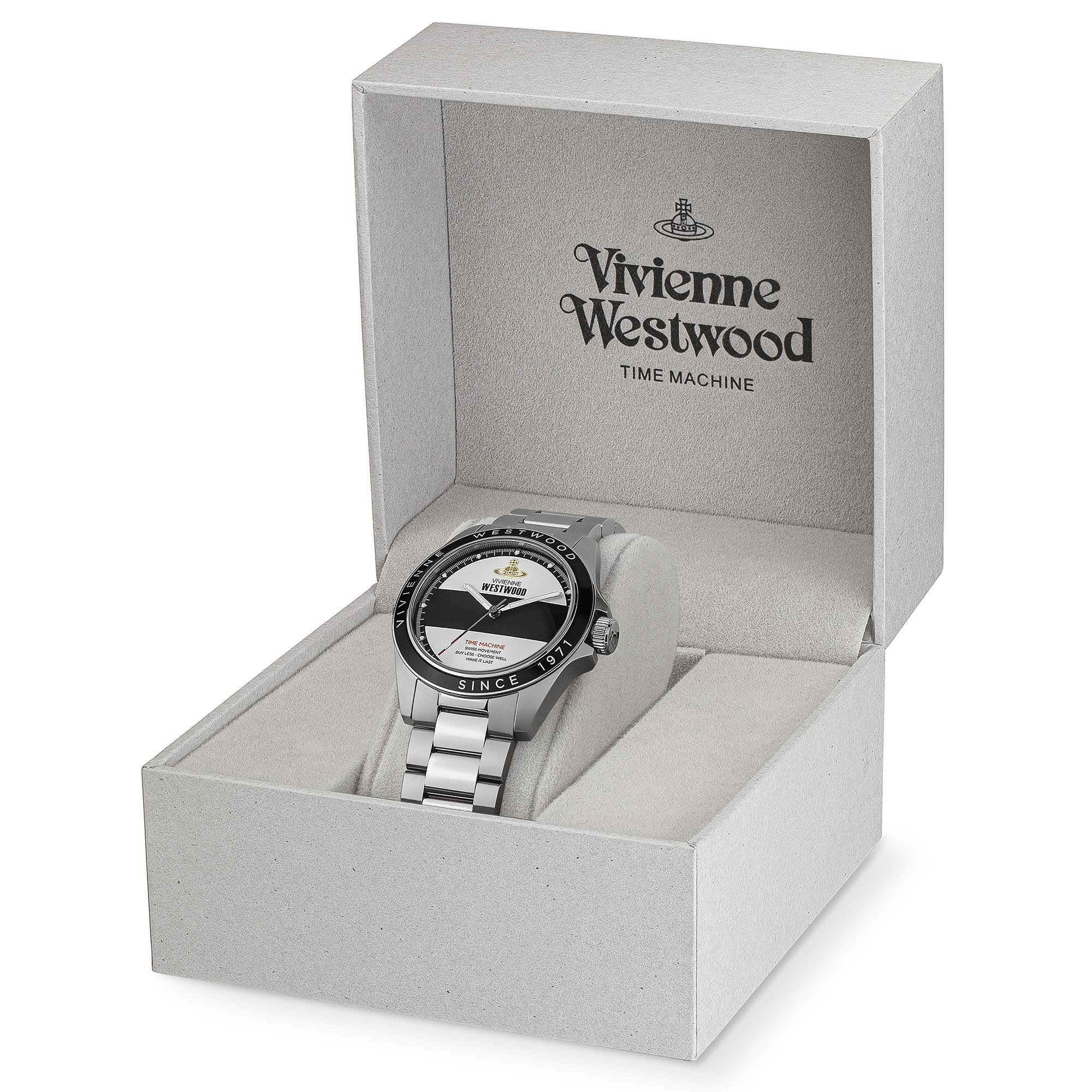 Vivienne Westwood The Blackwall Quartz Two-Tone Dial Stainless Steel Bracelet Strap Men's Watch VV293BKSL