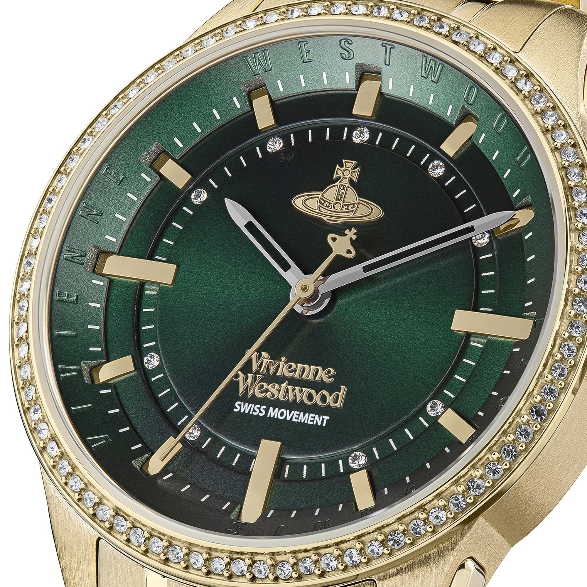 Vivienne Westwood East End Quartz Green Dial Gold PVD Stainless Steel Bracelet Ladies Watch VV262GRGD
