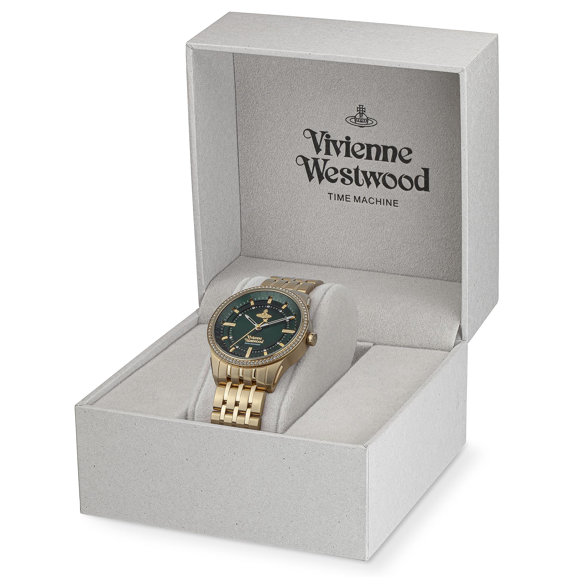 Vivienne Westwood East End Quartz Green Dial Gold PVD Stainless Steel Bracelet Ladies Watch VV262GRGD