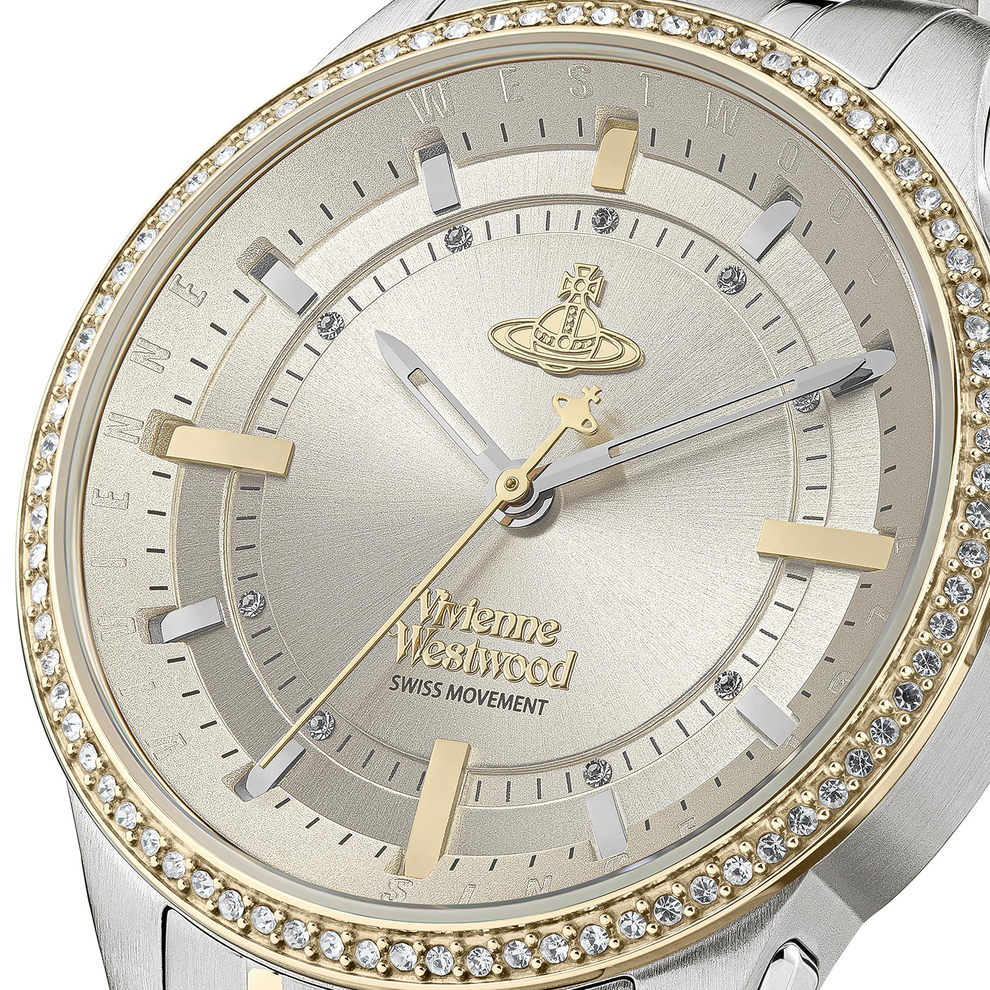Vivienne Westwood East End Quartz Champagne Dial Two-Tone PVD Stainless Steel Bracelet Ladies Watch VV262LGYSG