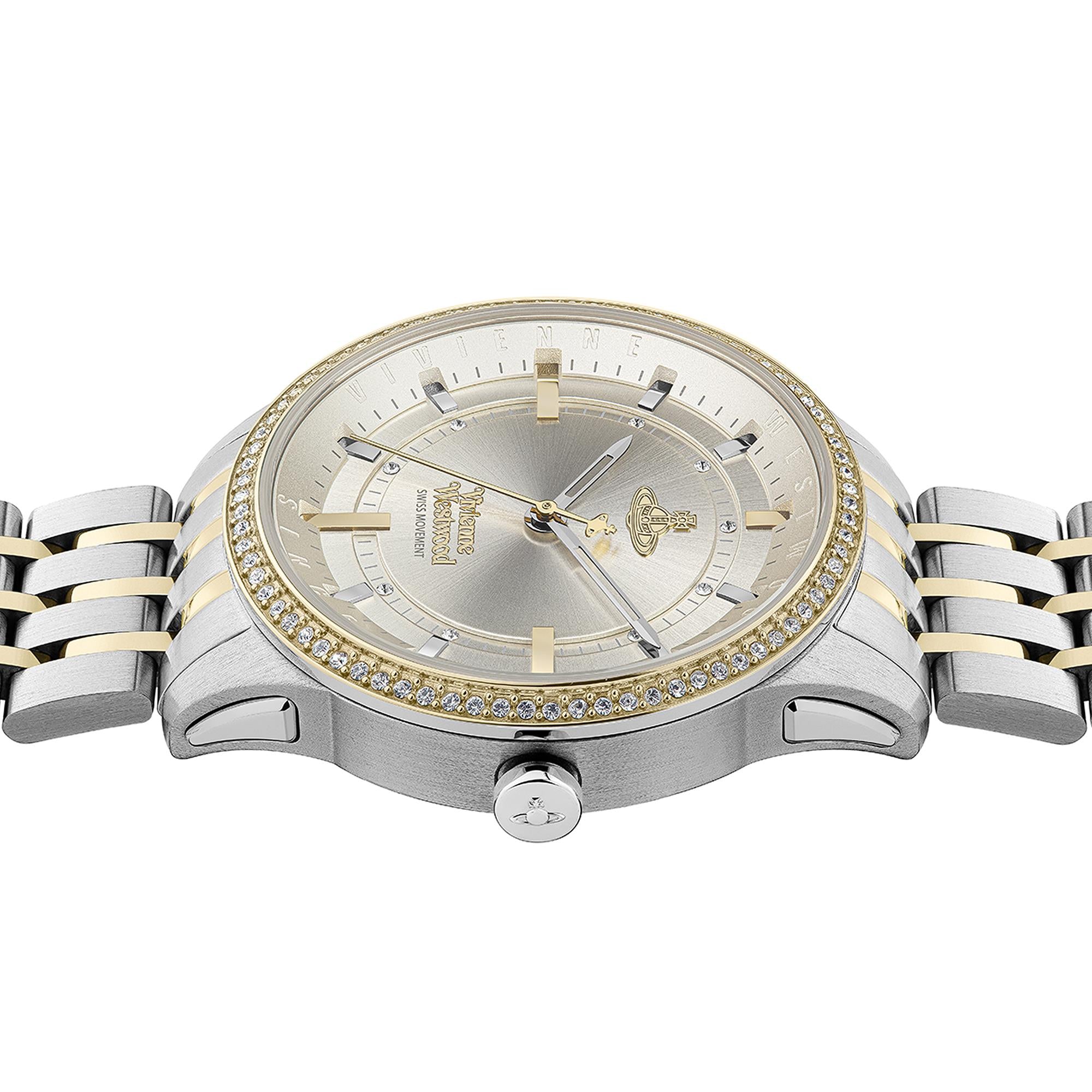 Vivienne Westwood East End Quartz Champagne Dial Two-Tone PVD Stainless Steel Bracelet Ladies Watch VV262LGYSG
