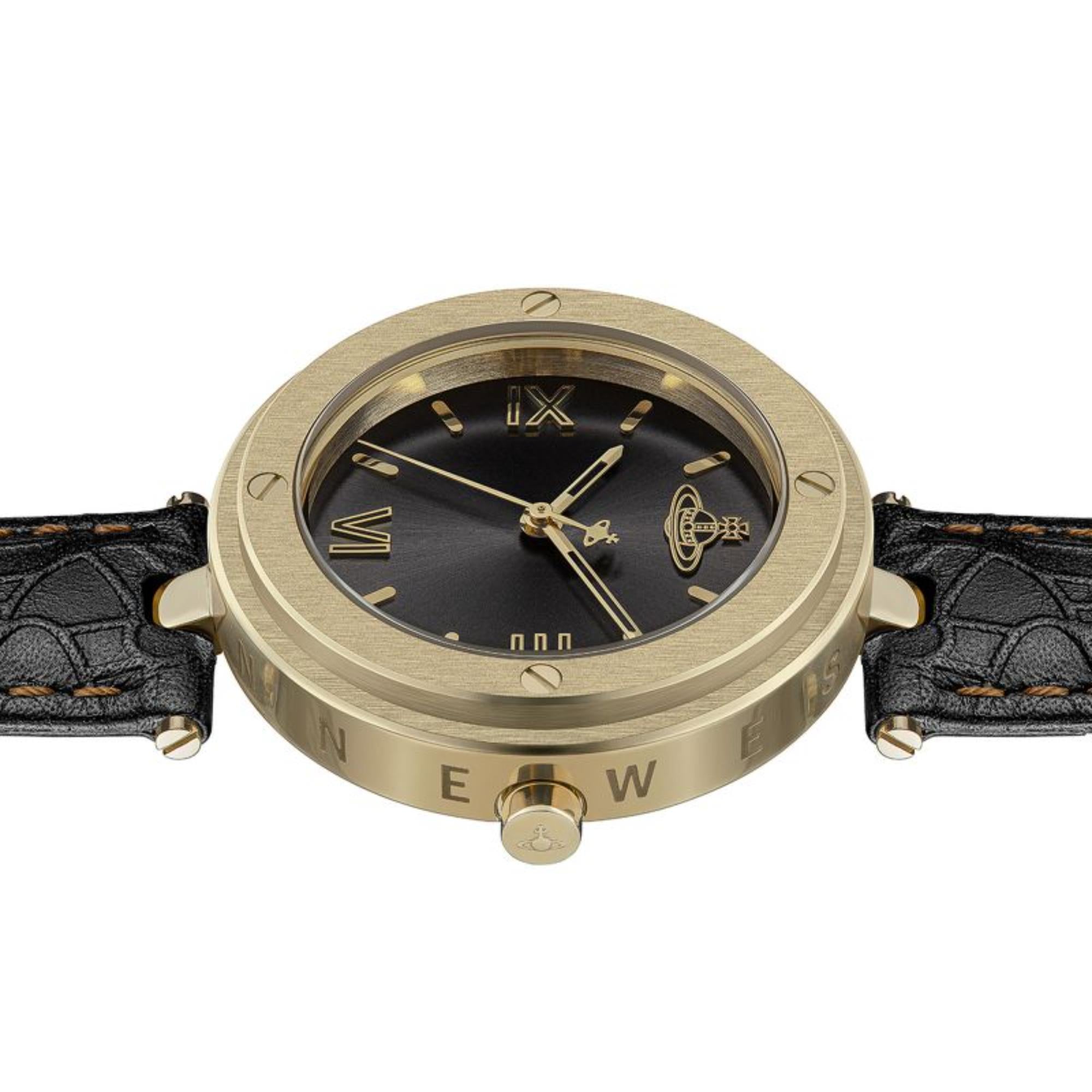 Vivienne Westwood Whitehall Quartz Black Dial Black Leather Strap Ladies Watch VV287BKBK