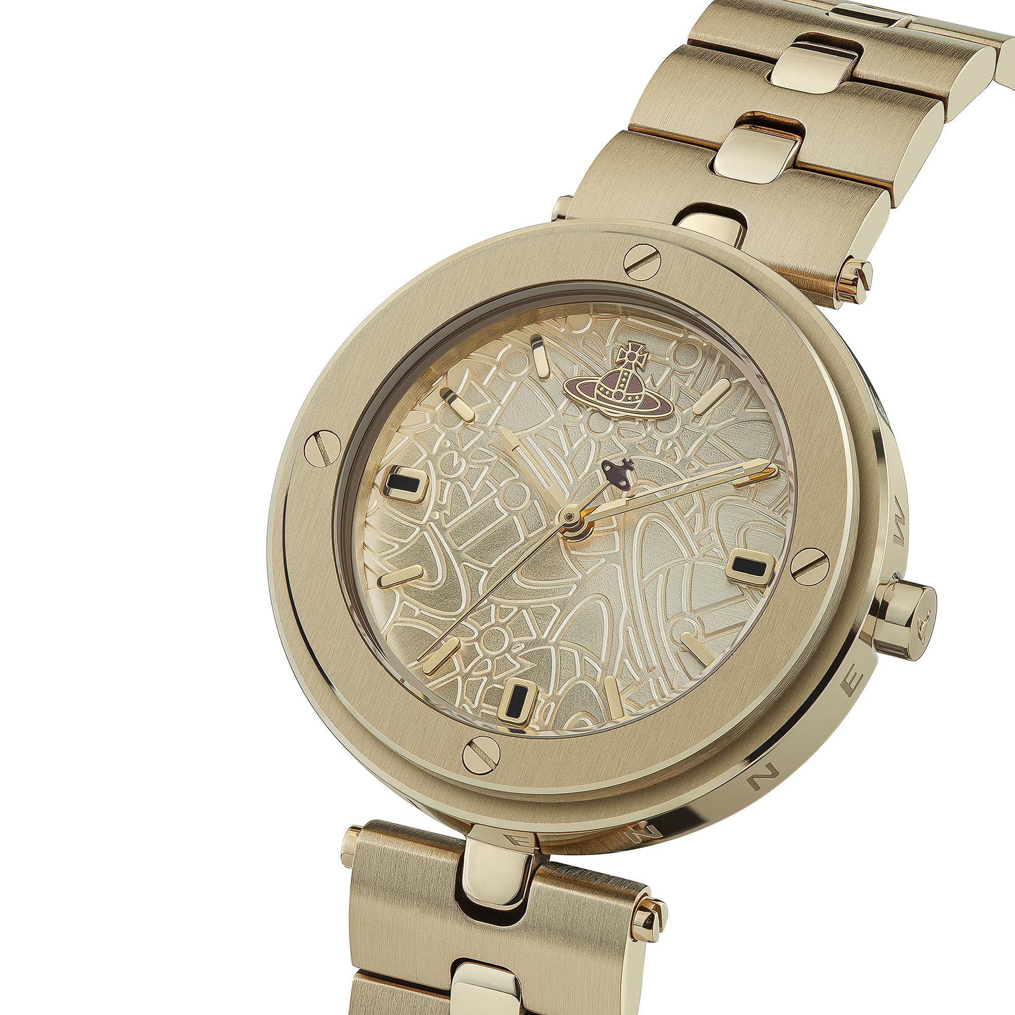 Vivienne Westwood Whitehall Quartz Gold Dial Gold Stainless Steel Bracelet Ladies Watch VV287CPGD