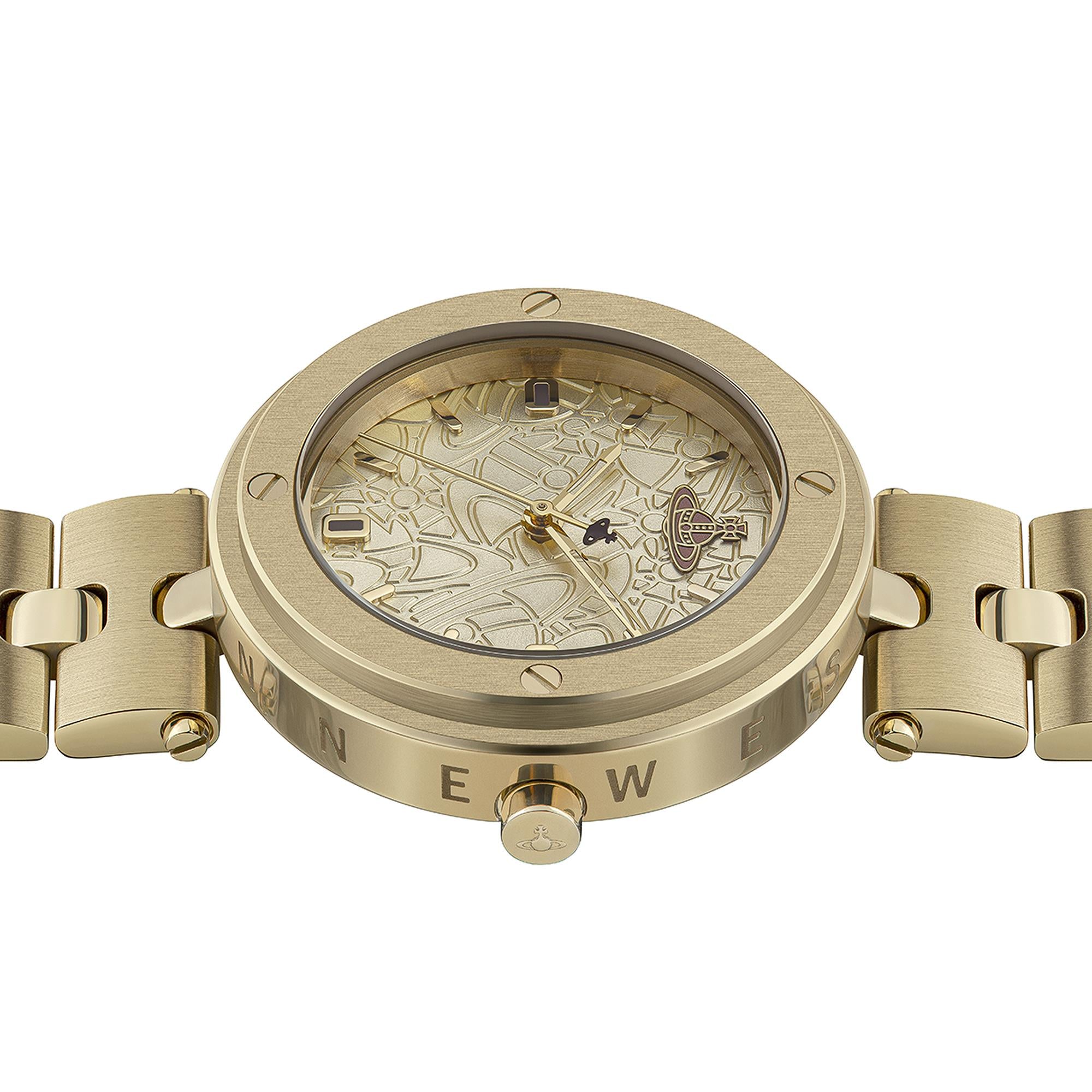 Vivienne Westwood Whitehall Quartz Gold Dial Gold Stainless Steel Bracelet Ladies Watch VV287CPGD