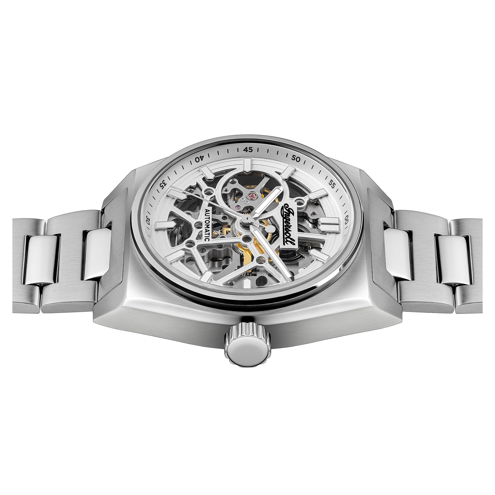 Ingersoll The Vert Automatic Silver Skeleton Dial Stainless Steel Bracelet Men's Watch I14303