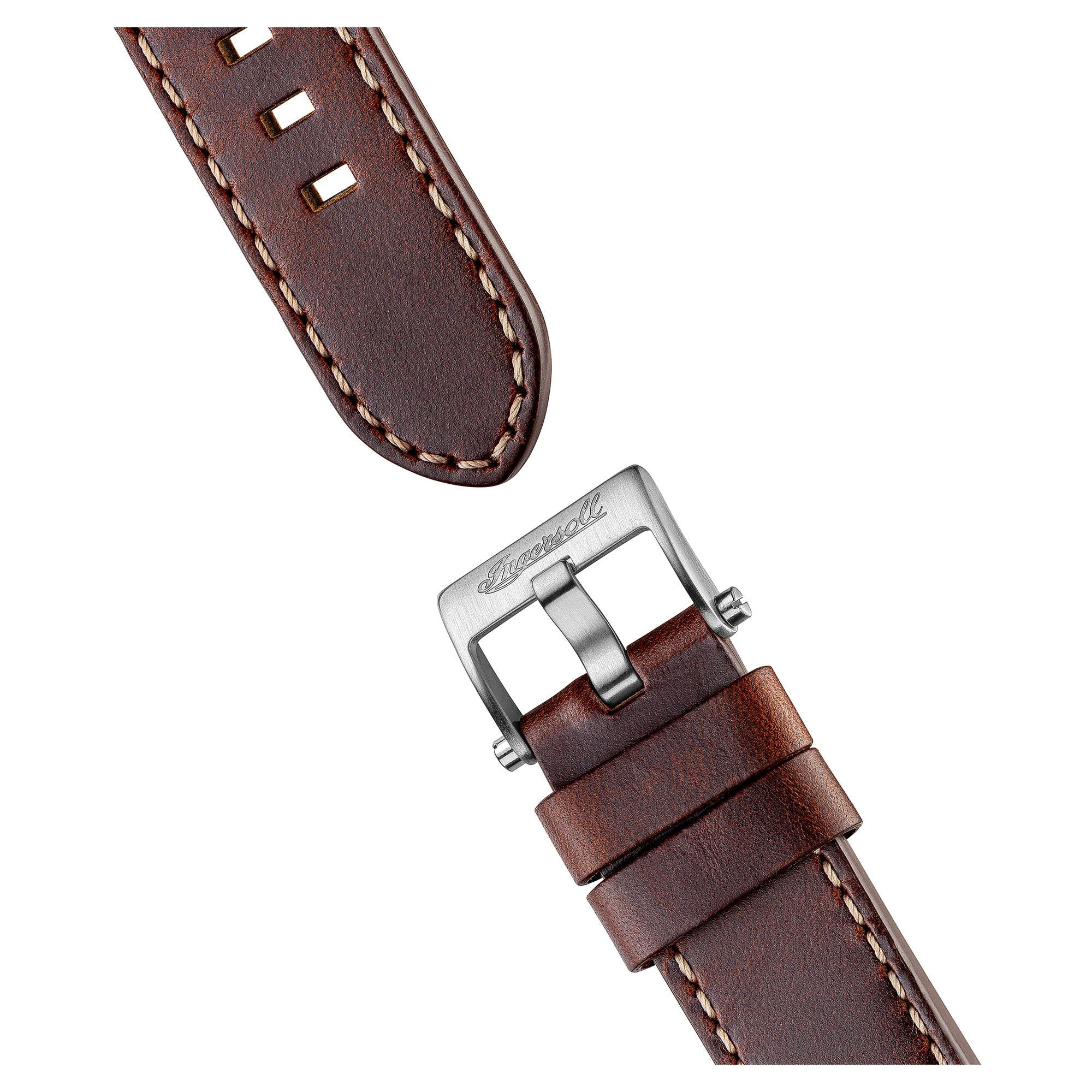 Ingersoll The Vert Automatic Silver Skeleton Dial Brown Leather Strap Men's Watch I14302