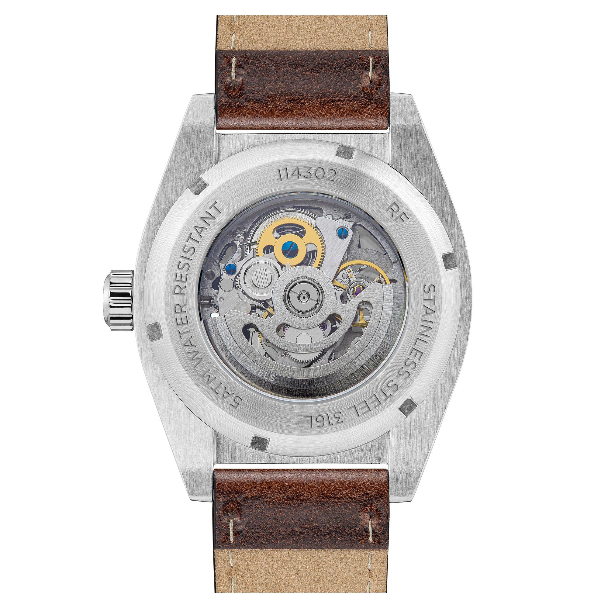 Ingersoll The Vert Automatic Silver Skeleton Dial Brown Leather Strap Men's Watch I14302