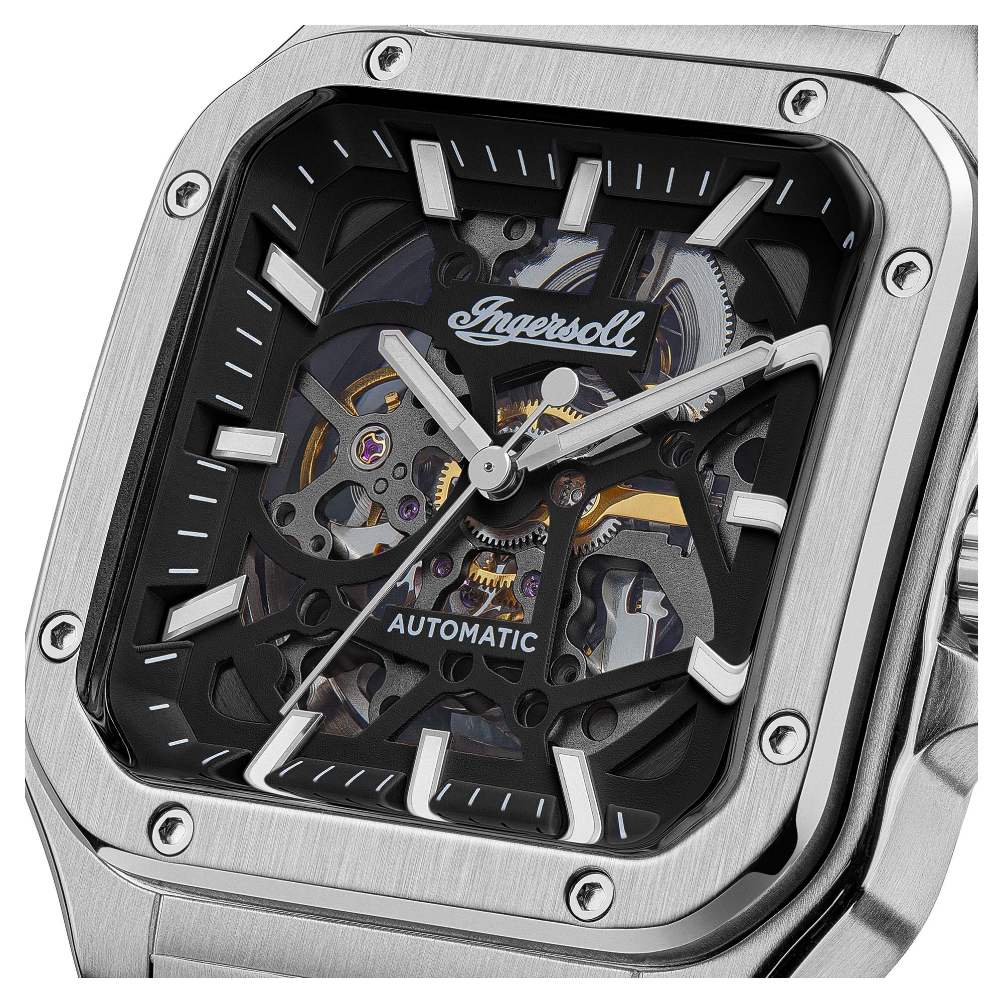 Ingersoll The Ollie Automatic Black Skeleton Dial Stainless Steel Bracelet Men's Watch I14501