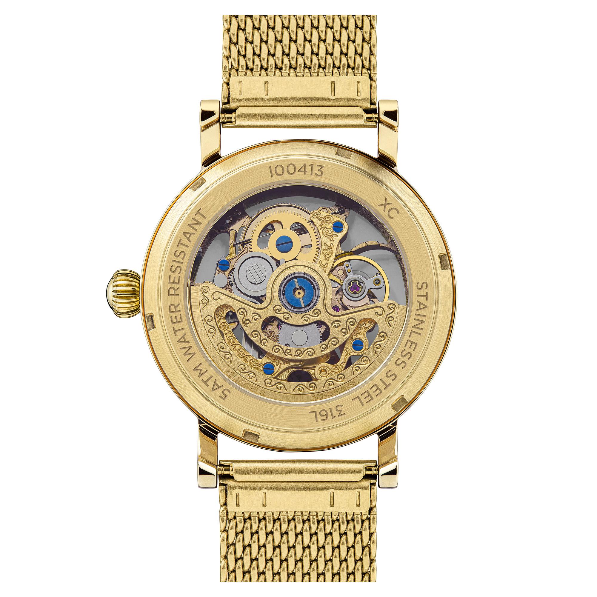 Ingersoll The Herald Automatic Gold Dial Gold PVD Milanese Bracelet Men's Watch I004013
