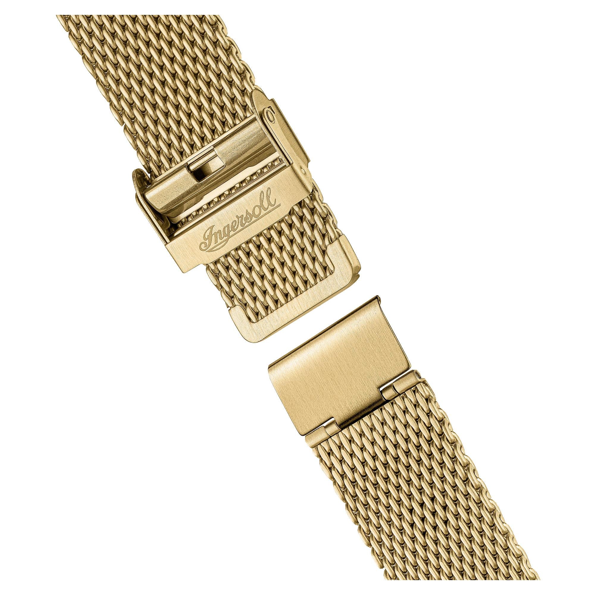 Ingersoll The Herald Automatic Gold Dial Gold PVD Milanese Bracelet Men's Watch I004013