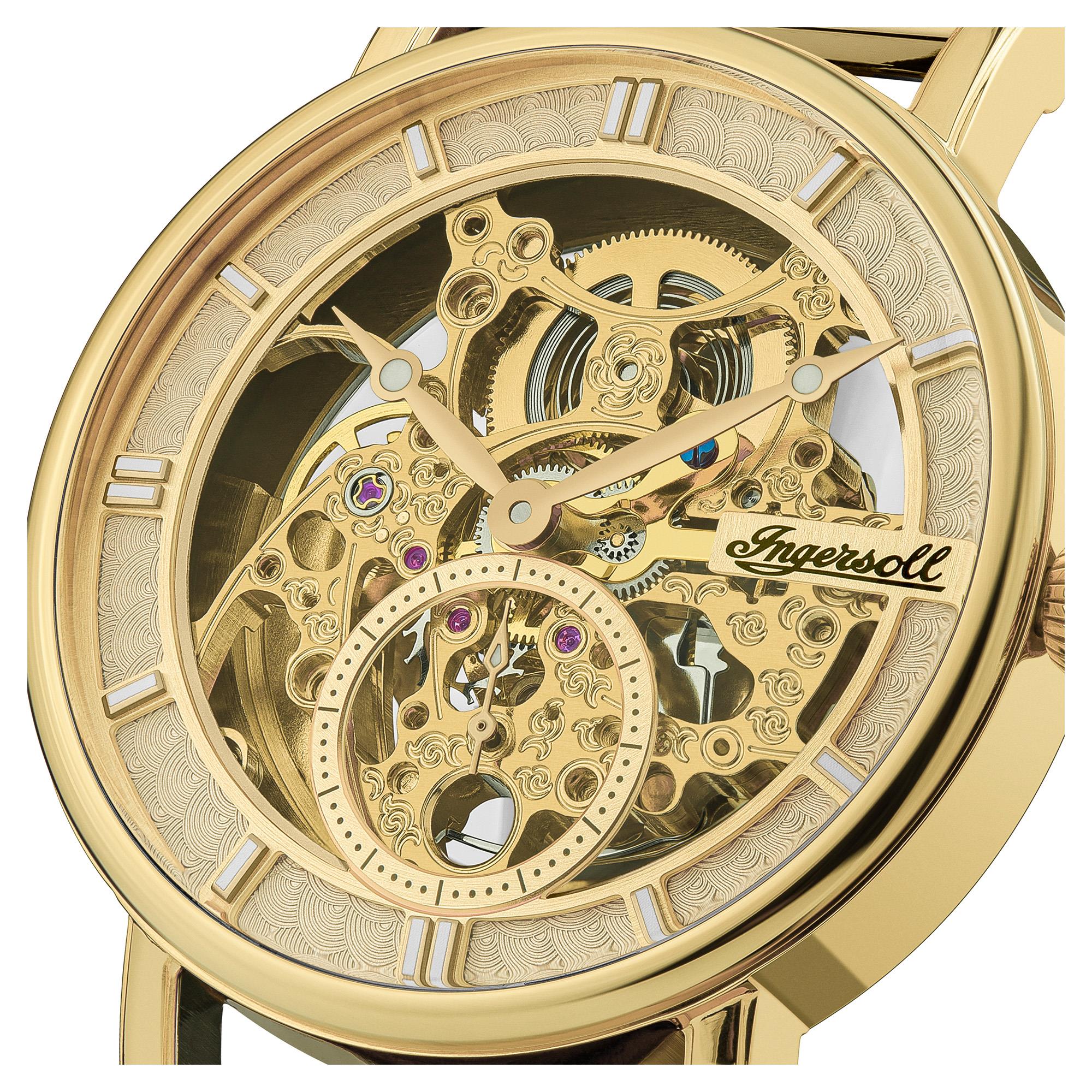 Ingersoll The Herald Automatic Gold Dial Gold PVD Milanese Bracelet Men's Watch I004013