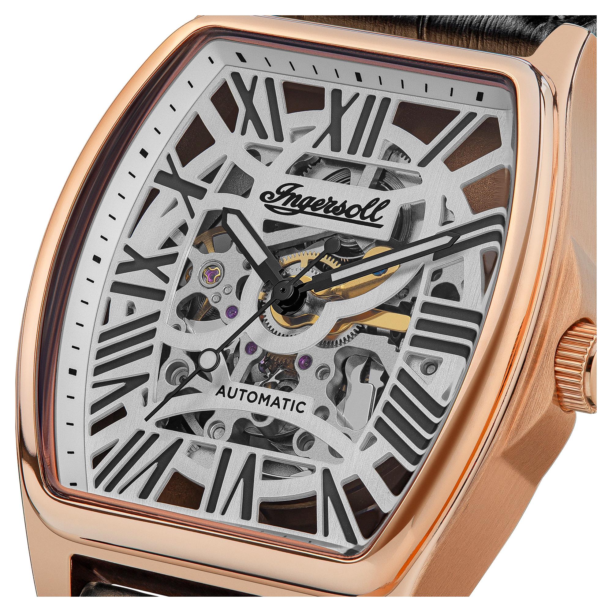 Ingersoll The California Automatic Black Skeleton Dial Black Leather Strap Men's Watch I14201