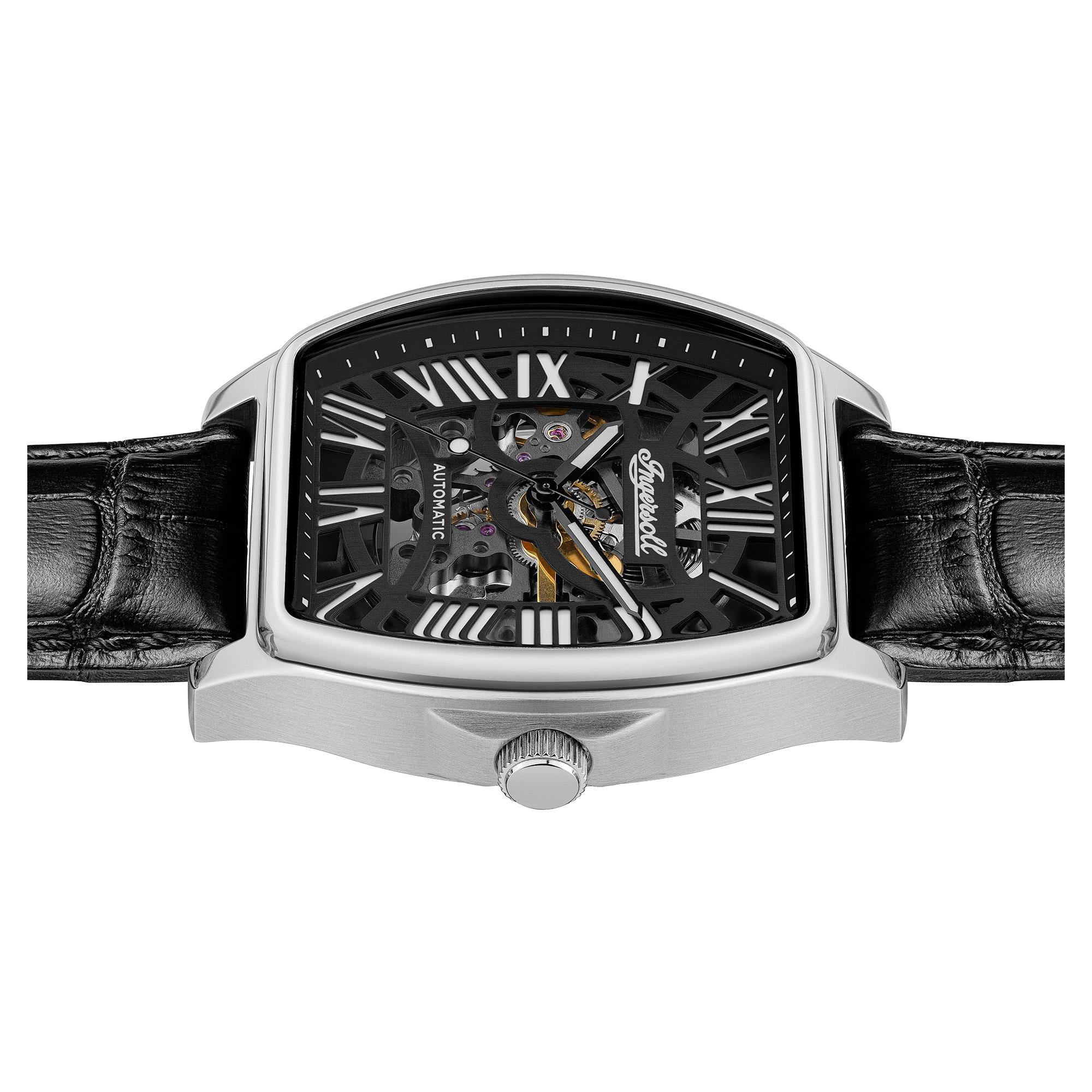 Ingersoll The California Automatic Black Skeleton Dial Black Leather Strap Men's Watch I14202