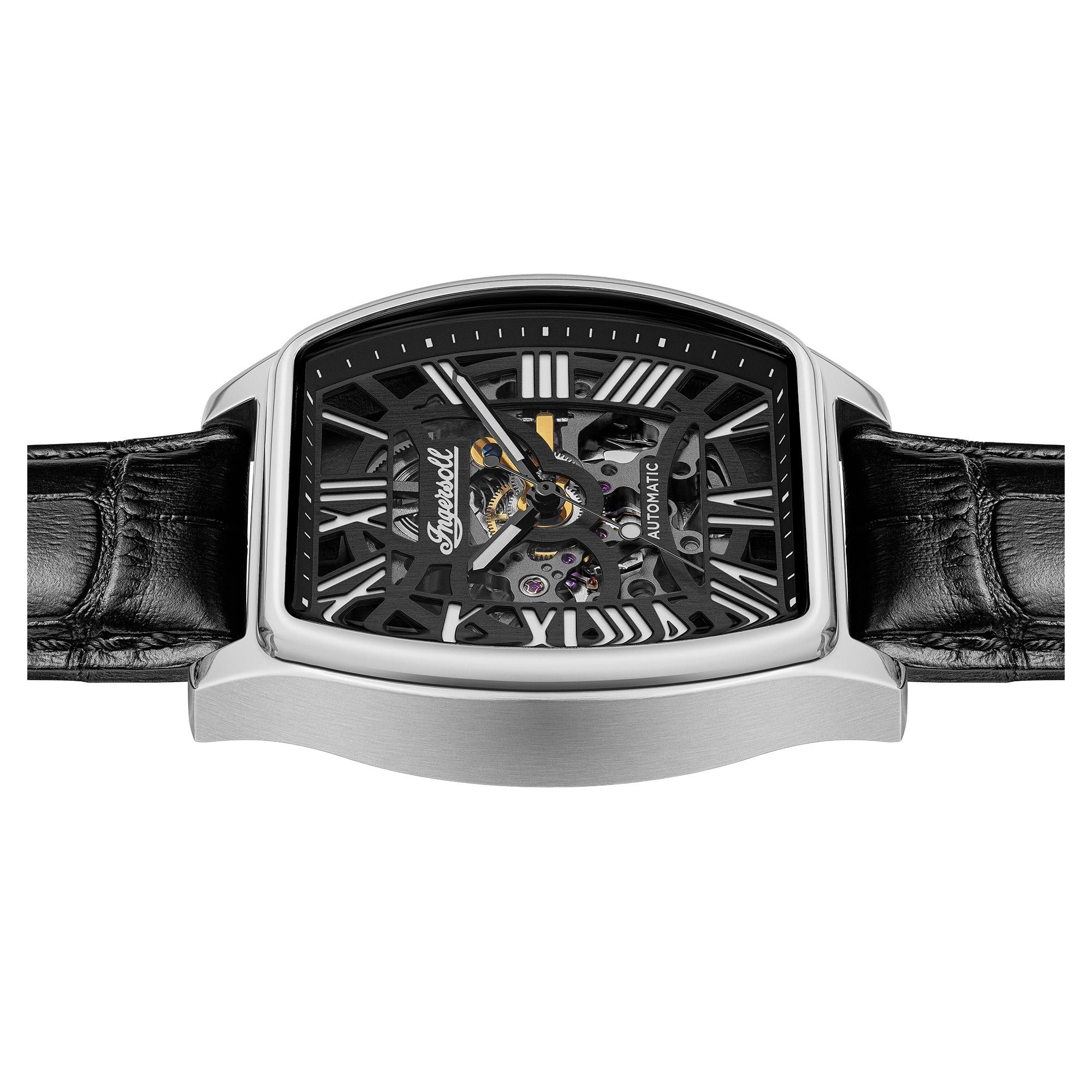 Ingersoll The California Automatic Black Skeleton Dial Black Leather Strap Men's Watch I14202