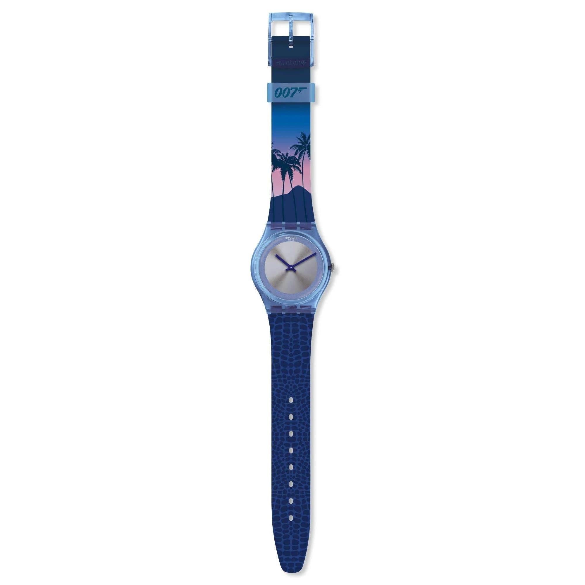 Swatch James Bond Licence To Kill 1989 Limited Special Edition Grey Dial Blue Silicone Strap Watch GZ328