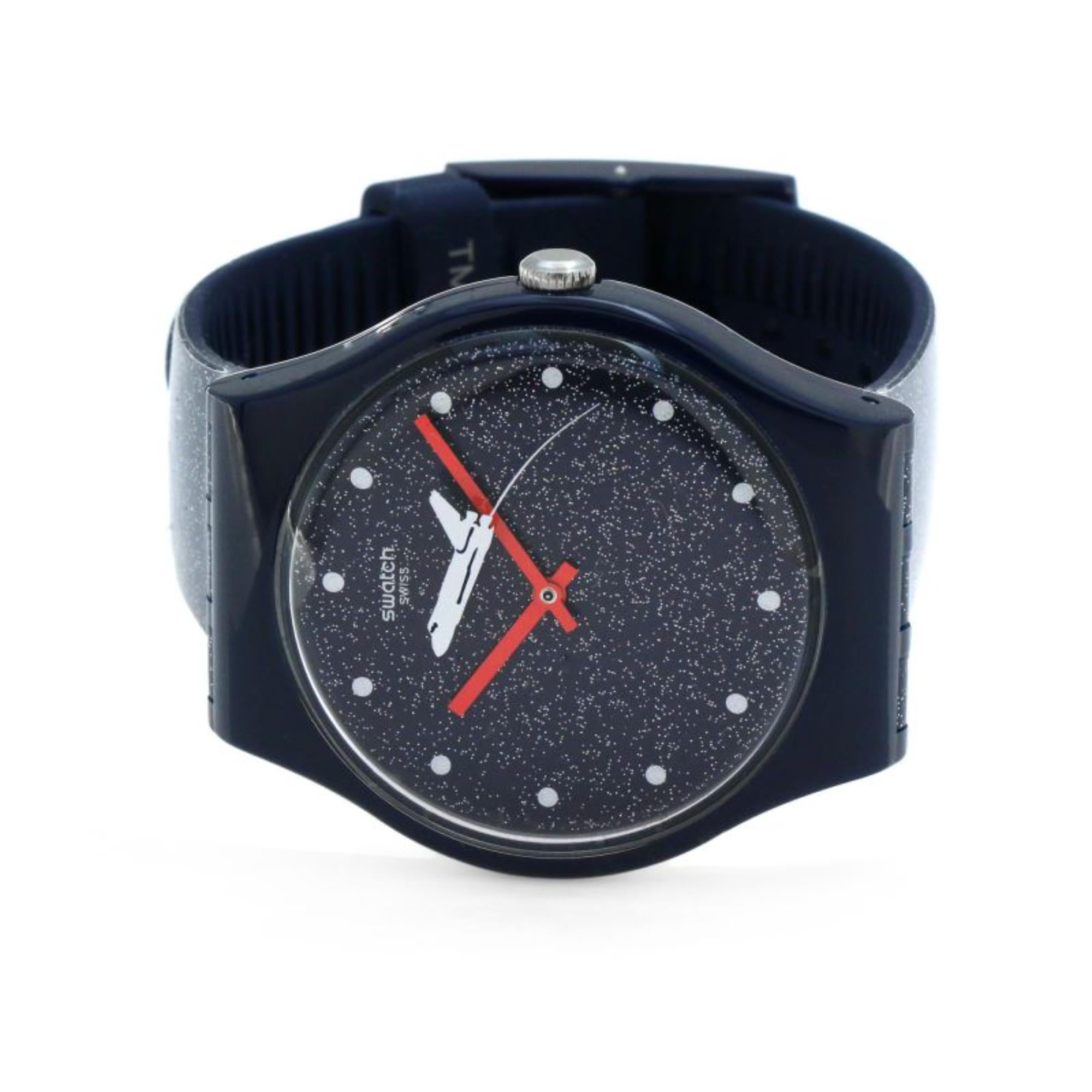 Swatch James Bond Moonraker 1979 Limited Special Edition Blue Dial Silicone Space Strap Unisex Watch SUOZ305