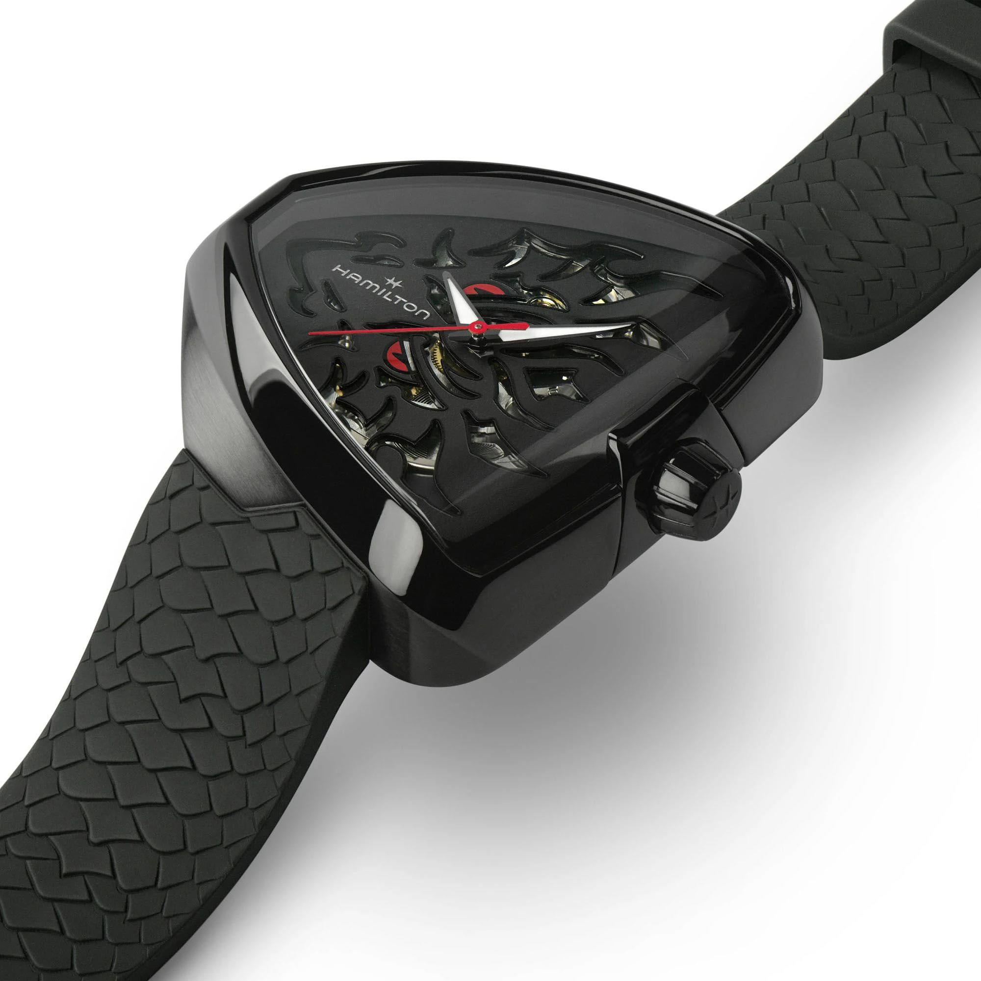 Hamilton Ventura Elvis80 Skeleton Automatic Black Dial Black Rubber Strap Men’s Watch H24535332