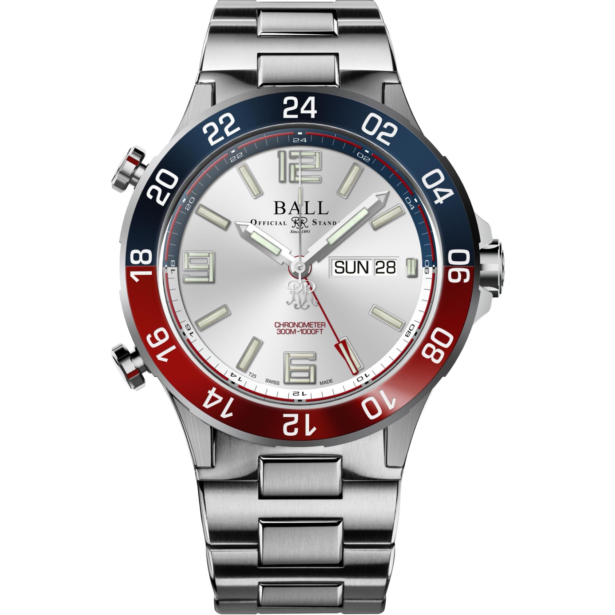 Ball Roadmaster Marine GMT Silver Dial Titanium Bracelet Men’s Watch DG3222A-S1CJ-SL