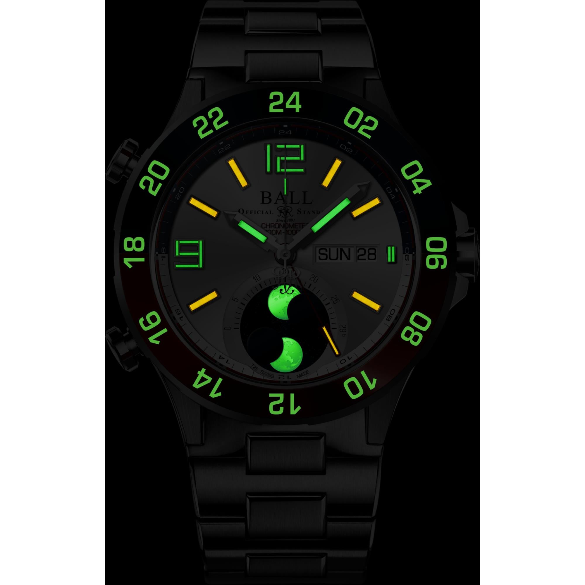 Ball Roadmaster Marine GMT Moon Phase Automatic Silver Dial Titanium Bracelet Men’s Watch DG3220A-S1CJ-SL