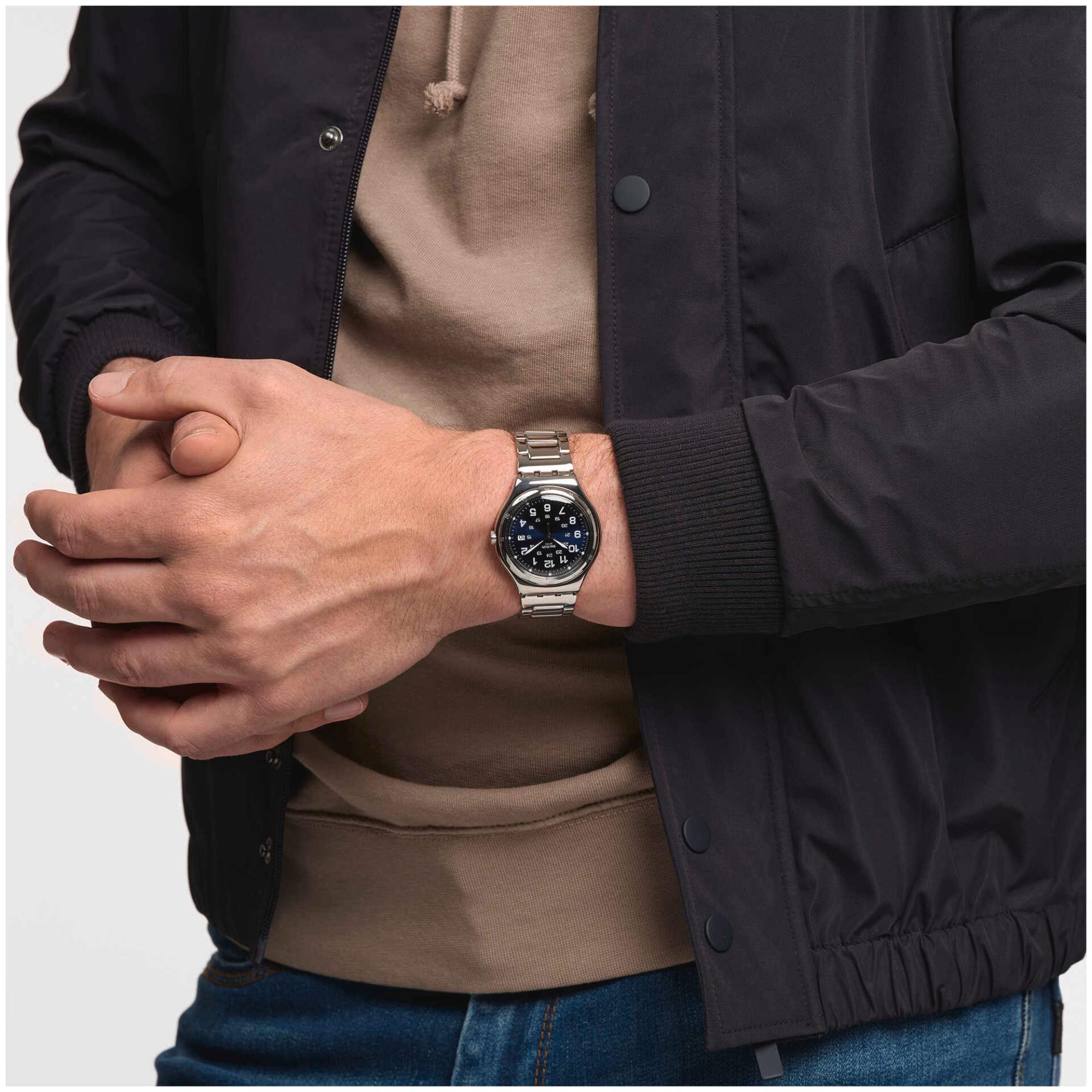 Swatch Blue Boat Again Quartz Blue Dial Stainless Steel Bracelet Men's Watch YWS420GC
