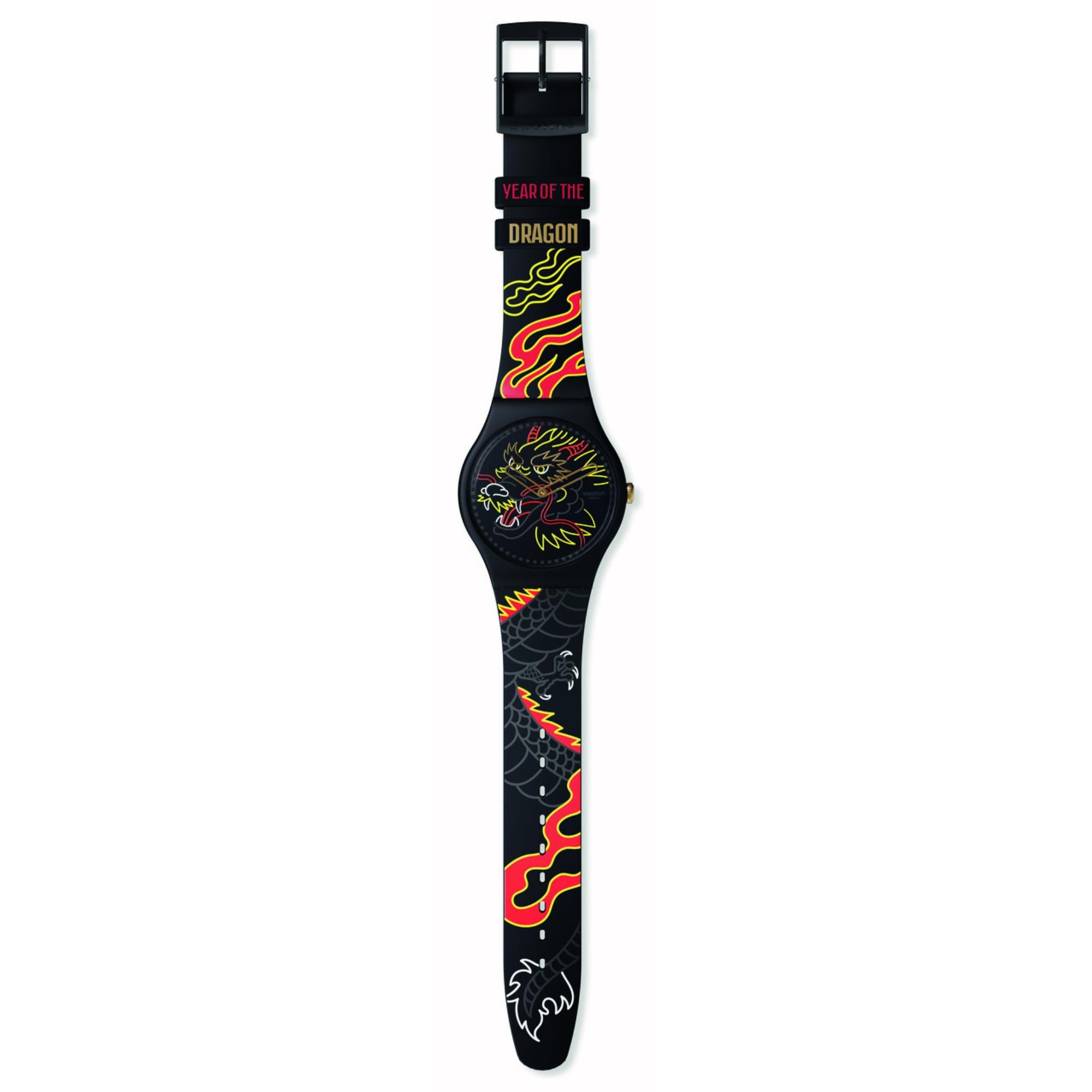 Swatch SwatchPay! Dragon In Wind Pay Quartz Black Dial Silicone Strap Unisex Watch SO29Z137-5300