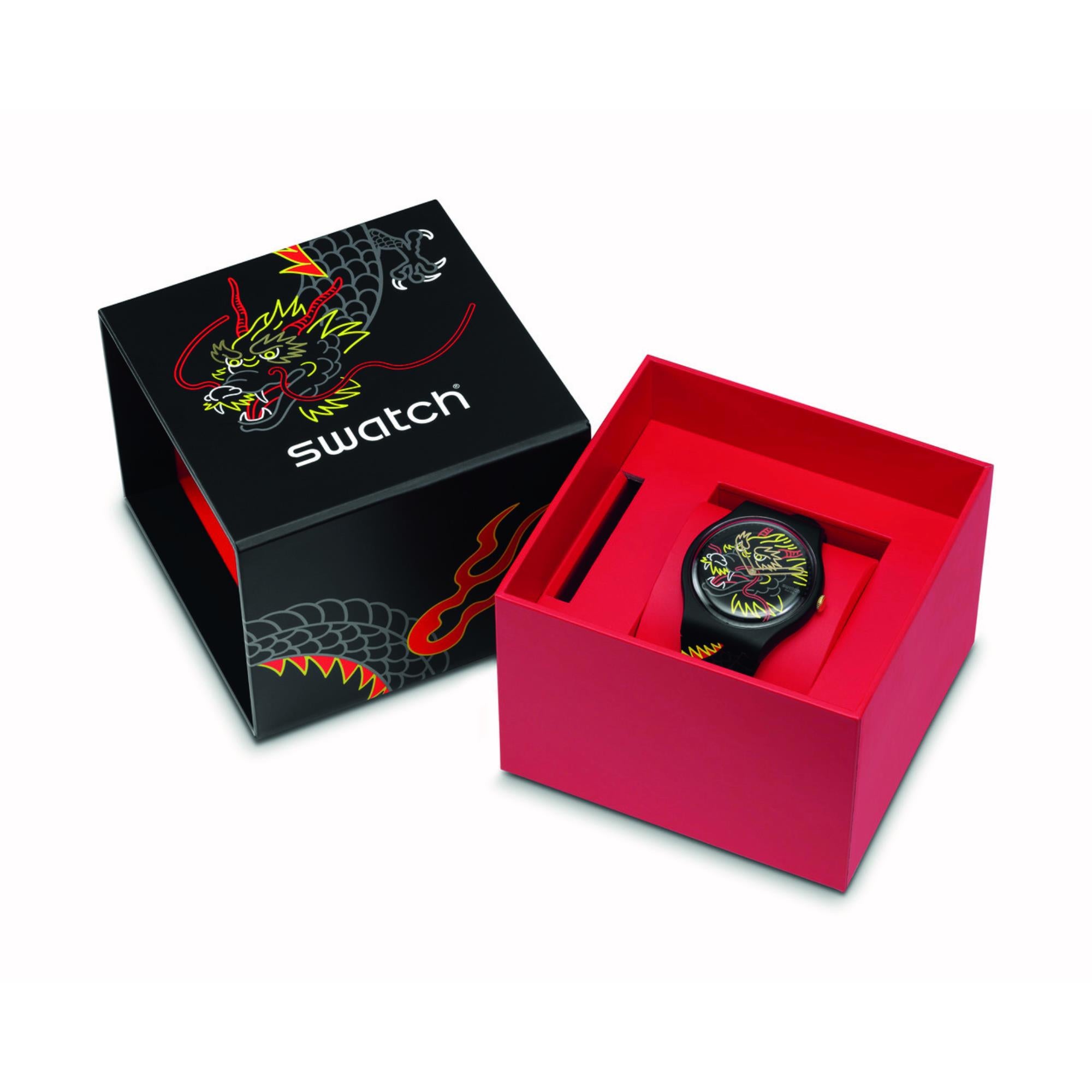 Swatch SwatchPay! Dragon In Wind Pay Quartz Black Dial Silicone Strap Unisex Watch SO29Z137-5300