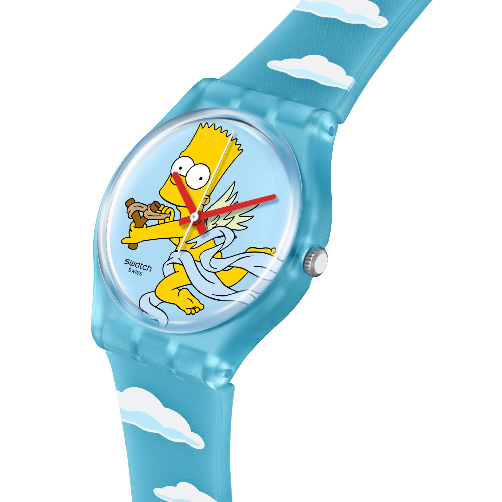 Swatch The Simpsons Collection Angel Bart Quartz Blue Dial Silicone Strap Unisex Watch SO28Z115