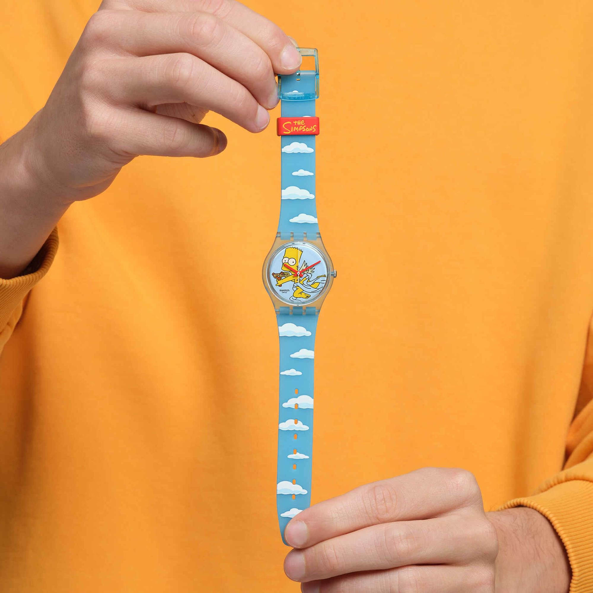 Swatch The Simpsons Collection Angel Bart Quartz Blue Dial Silicone Strap Unisex Watch SO28Z115