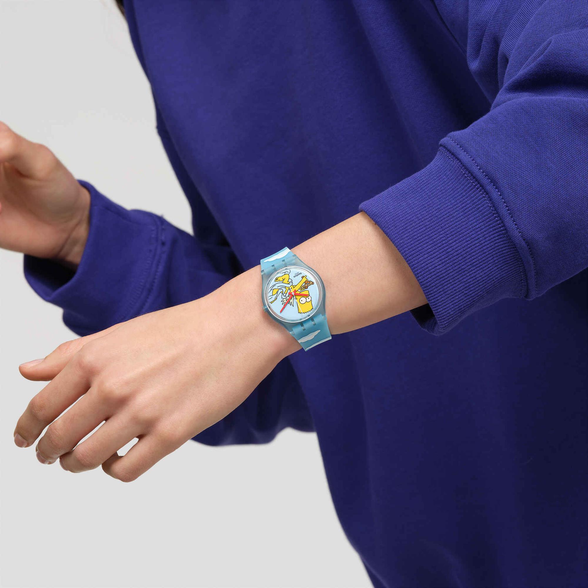 Swatch The Simpsons Collection Angel Bart Quartz Blue Dial Silicone Strap Unisex Watch SO28Z115