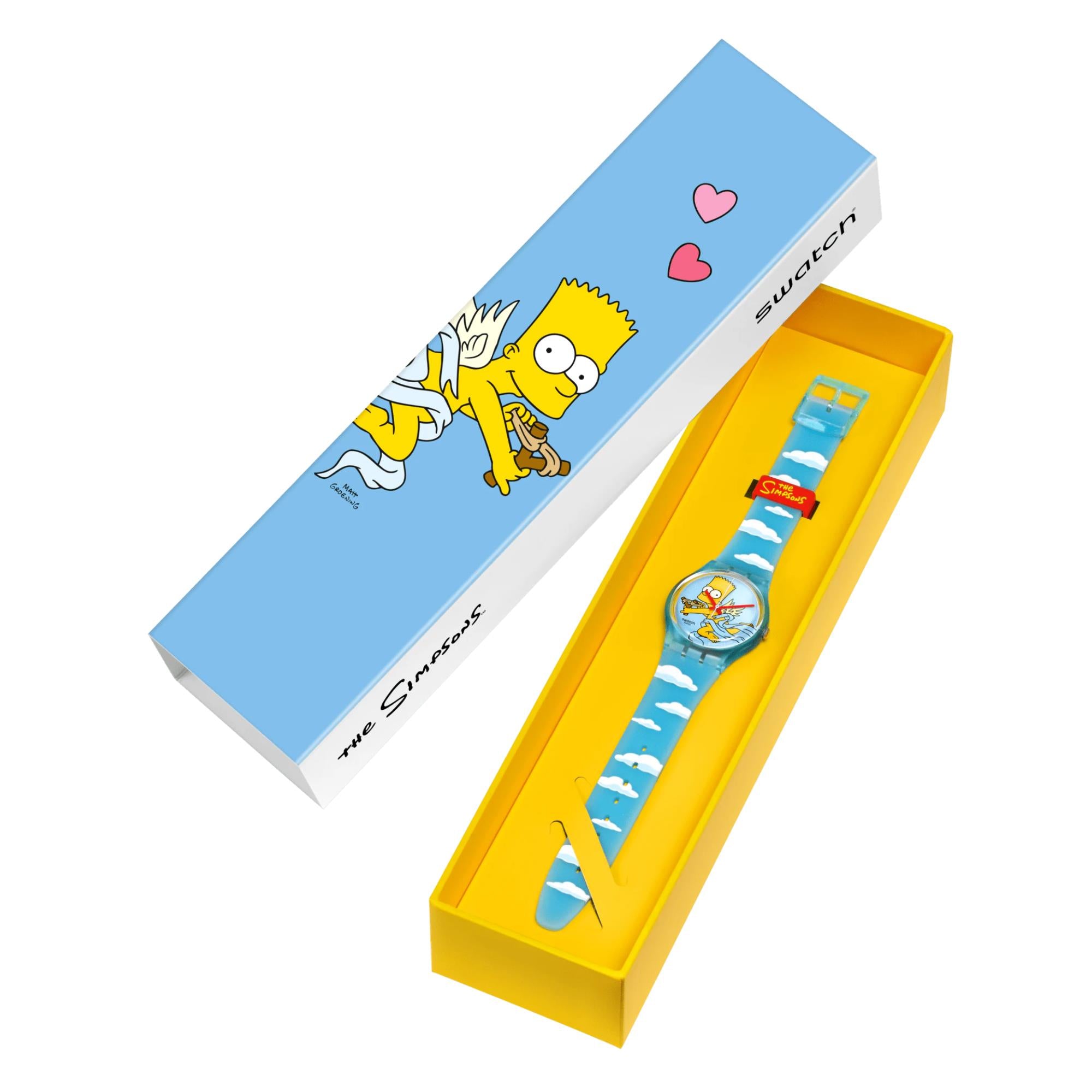 Swatch The Simpsons Collection Angel Bart Quartz Blue Dial Silicone Strap Unisex Watch SO28Z115